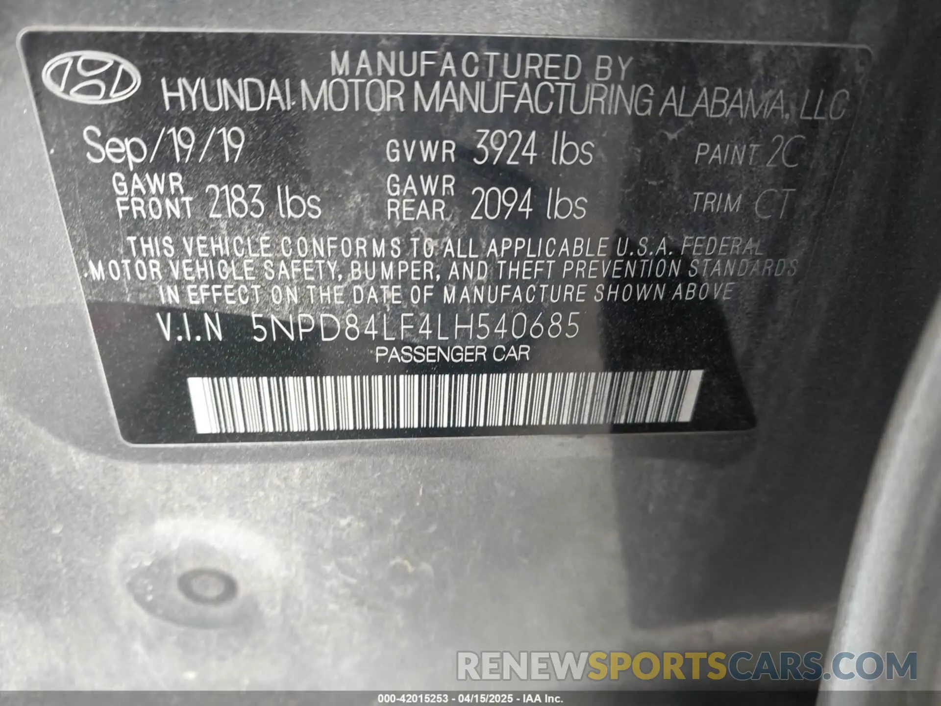 9 Photograph of a damaged car 5NPD84LF4LH540685 HYUNDAI ELANTRA 2020