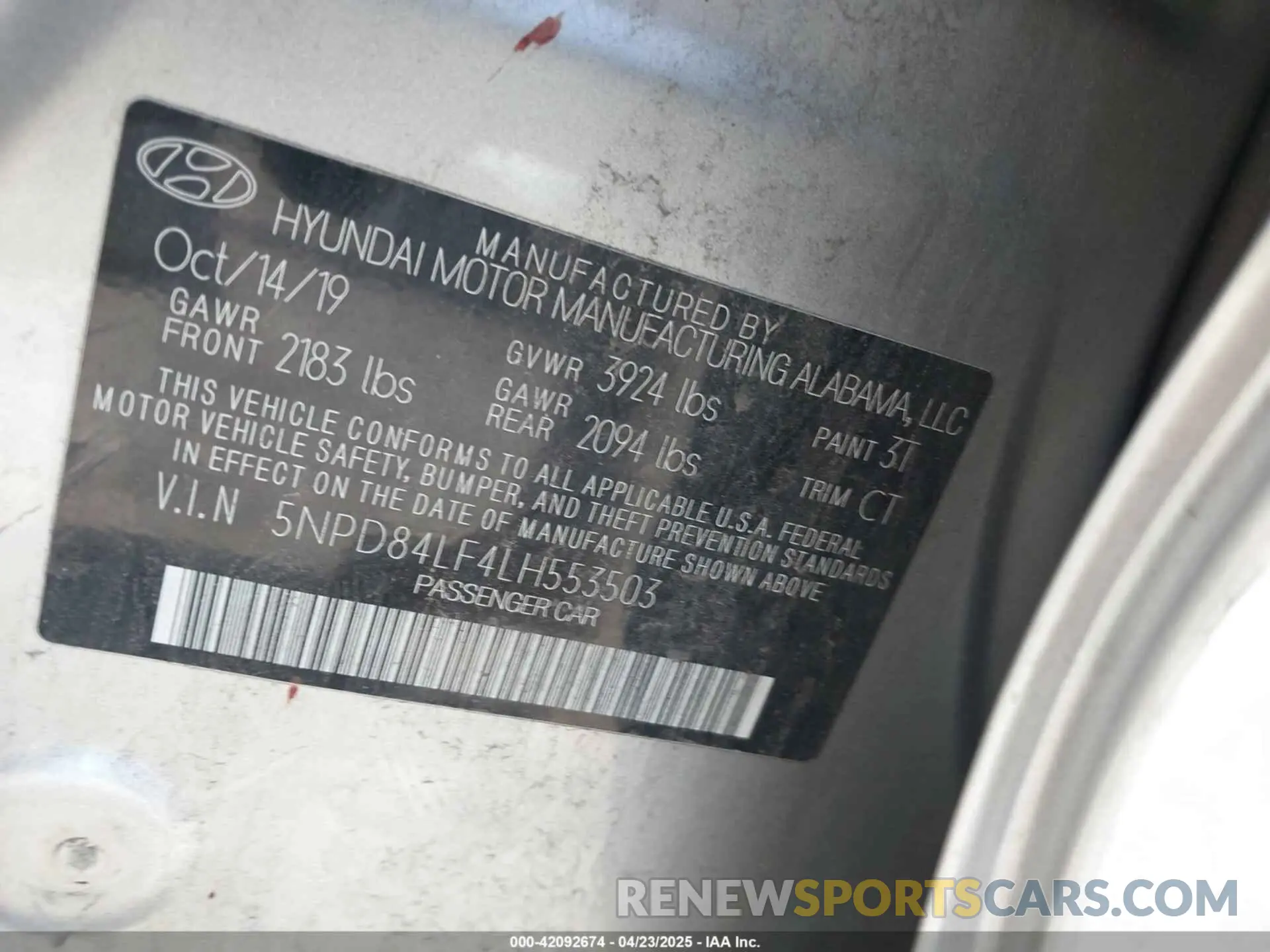 9 Photograph of a damaged car 5NPD84LF4LH553503 HYUNDAI ELANTRA 2020