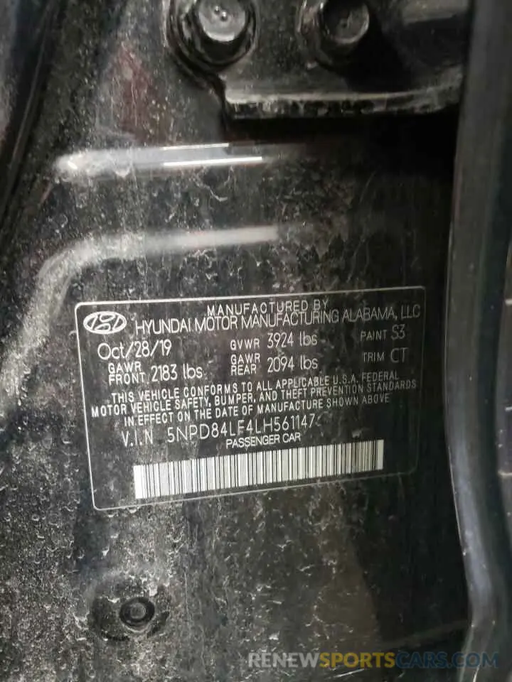 12 Photograph of a damaged car 5NPD84LF4LH561147 HYUNDAI ELANTRA 2020