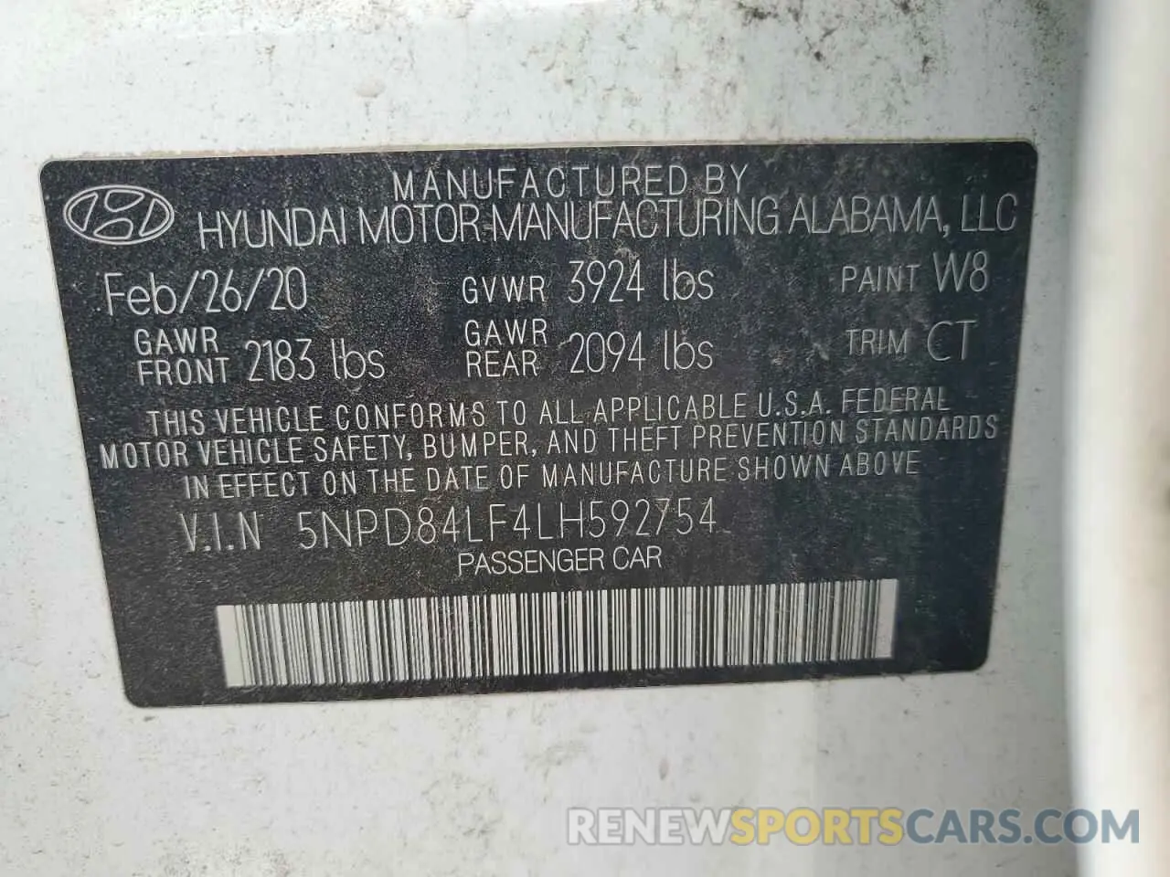 12 Photograph of a damaged car 5NPD84LF4LH592754 HYUNDAI ELANTRA 2020