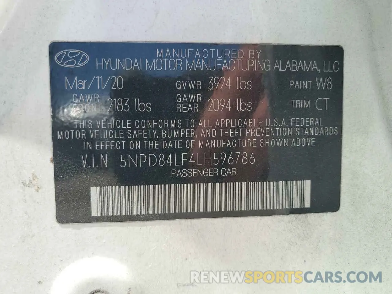 14 Photograph of a damaged car 5NPD84LF4LH596786 HYUNDAI ELANTRA 2020
