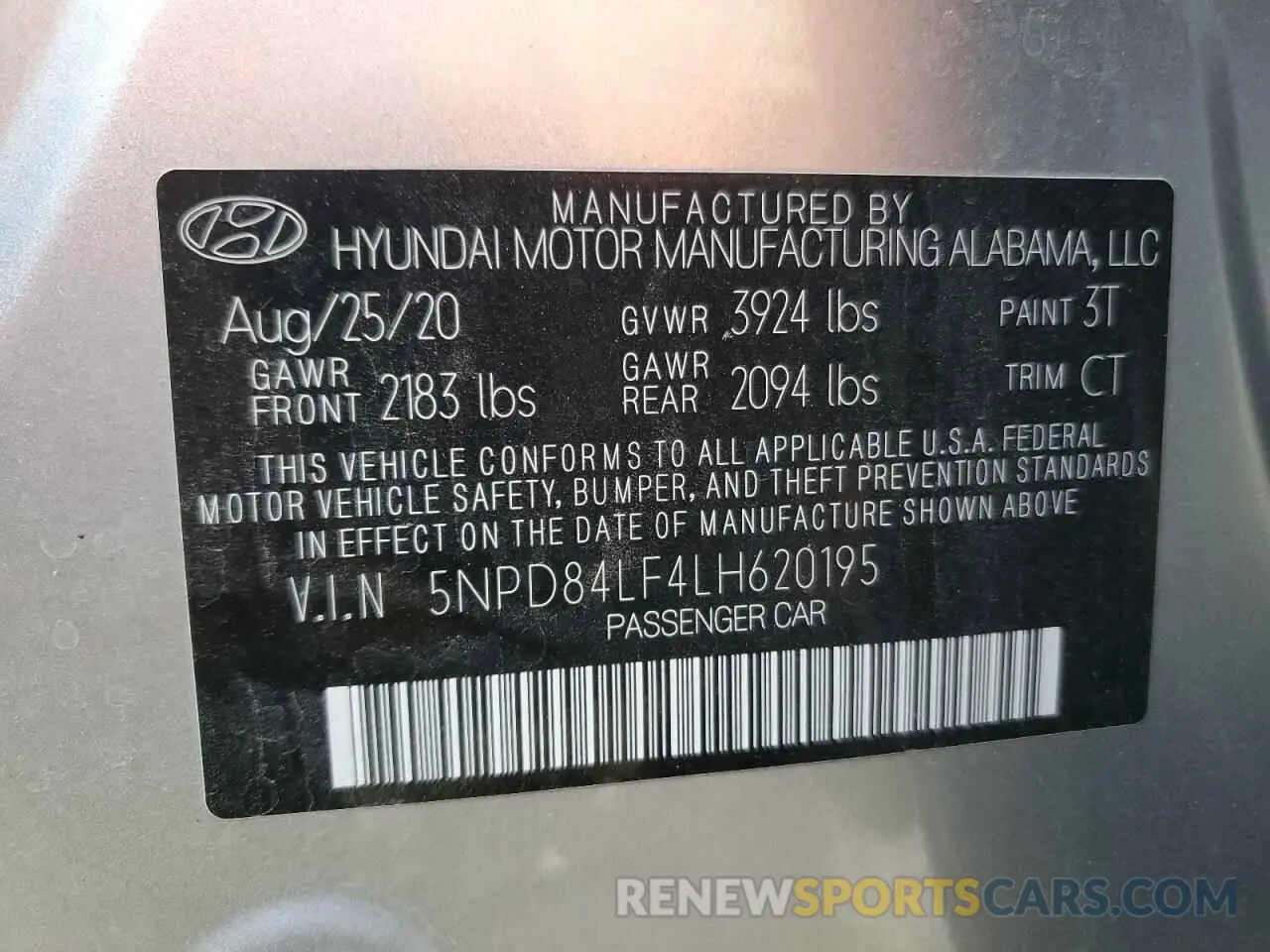 13 Photograph of a damaged car 5NPD84LF4LH620195 HYUNDAI ELANTRA 2020