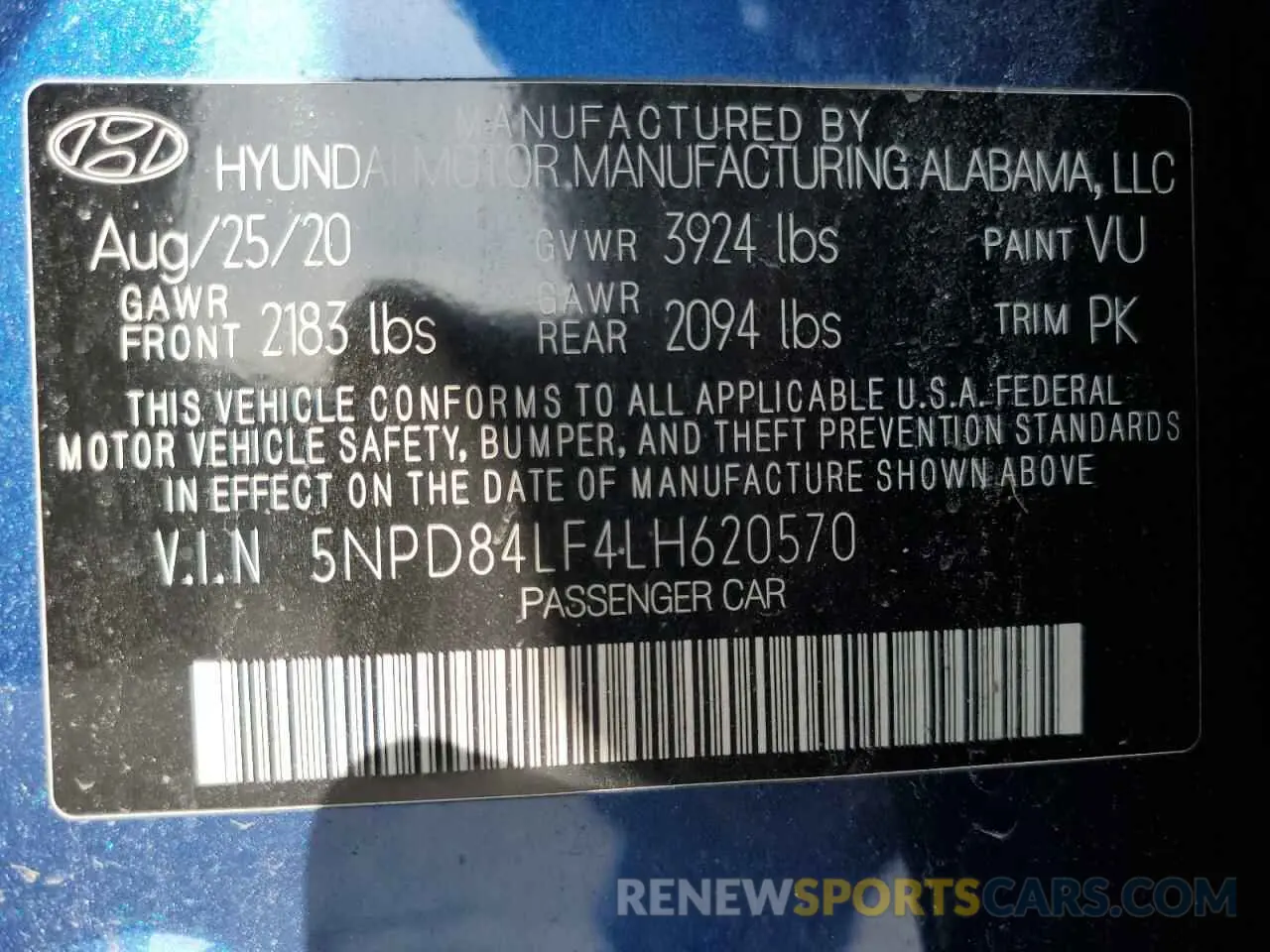 13 Photograph of a damaged car 5NPD84LF4LH620570 HYUNDAI ELANTRA 2020