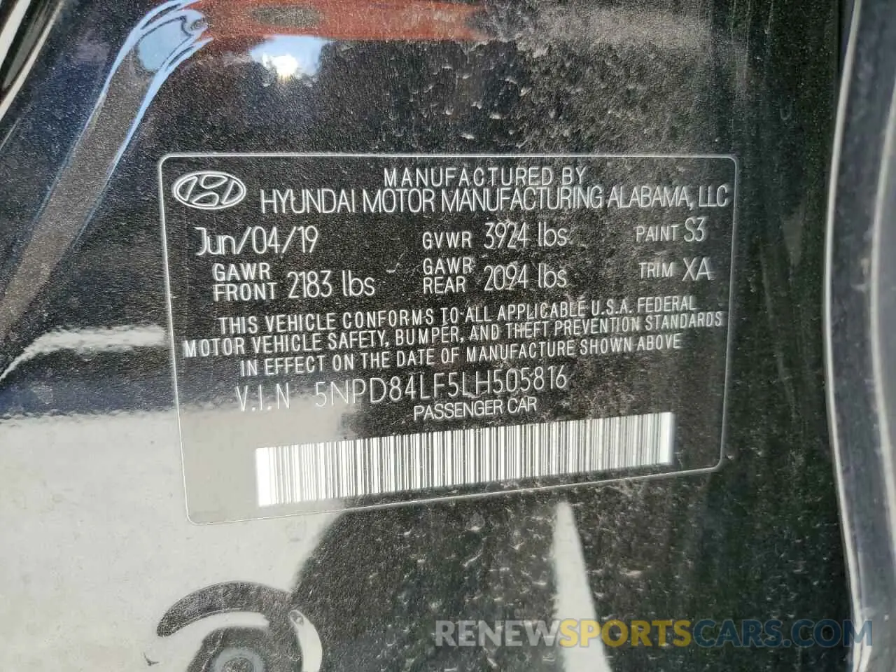 12 Photograph of a damaged car 5NPD84LF5LH505816 HYUNDAI ELANTRA 2020