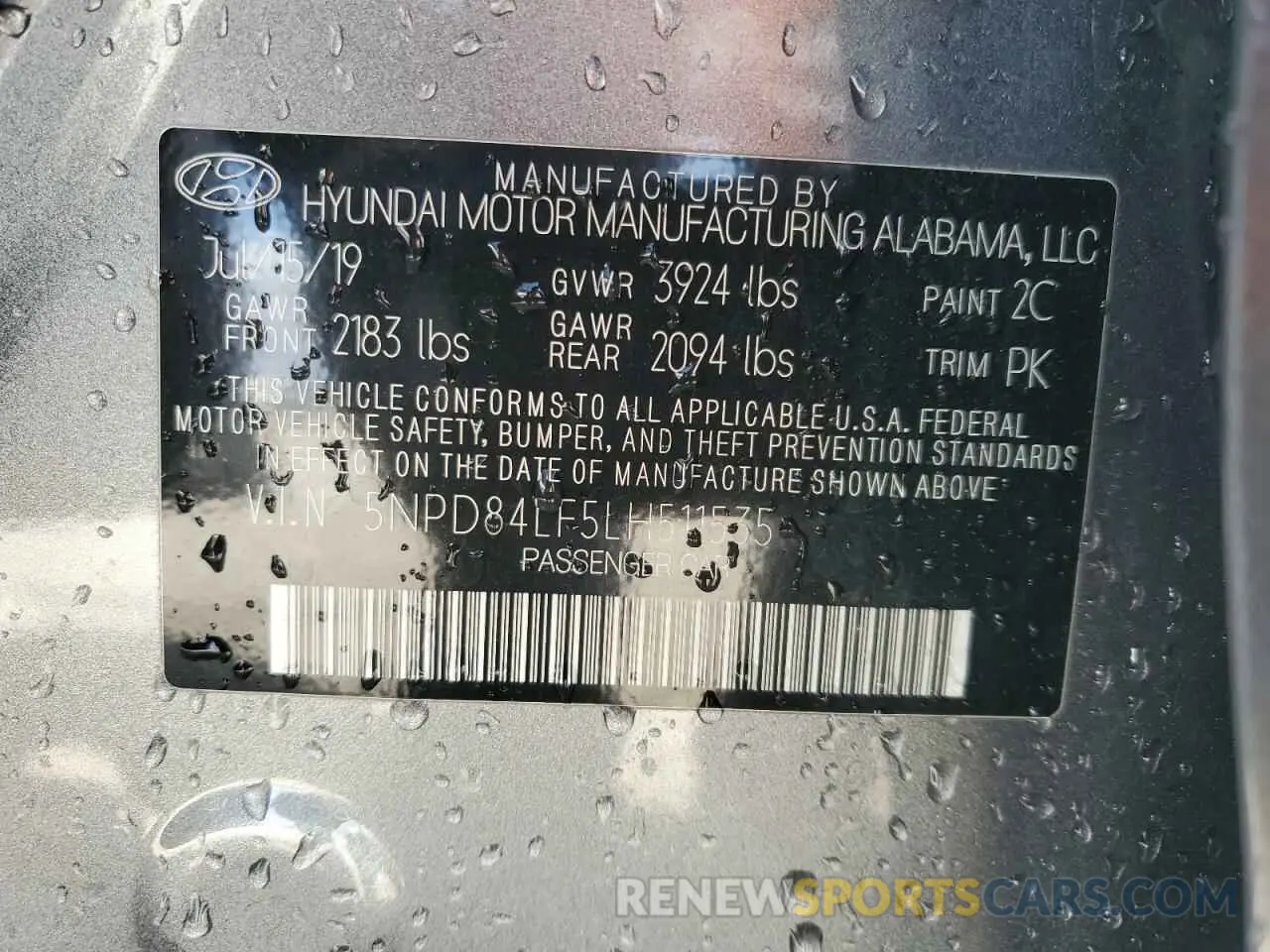 12 Photograph of a damaged car 5NPD84LF5LH511535 HYUNDAI ELANTRA 2020