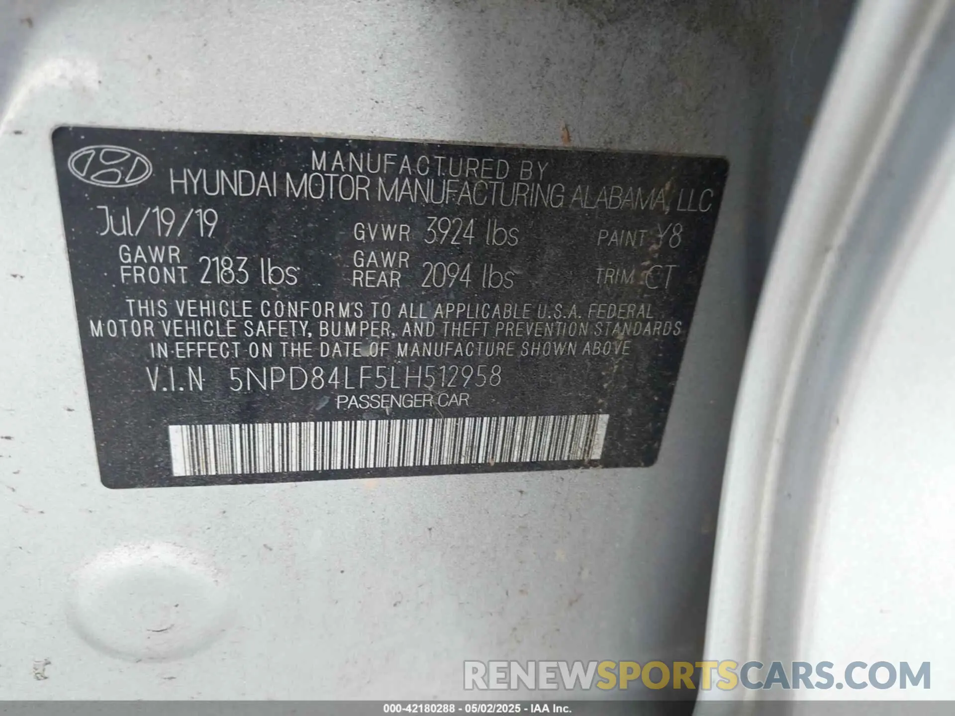 9 Photograph of a damaged car 5NPD84LF5LH512958 HYUNDAI ELANTRA 2020