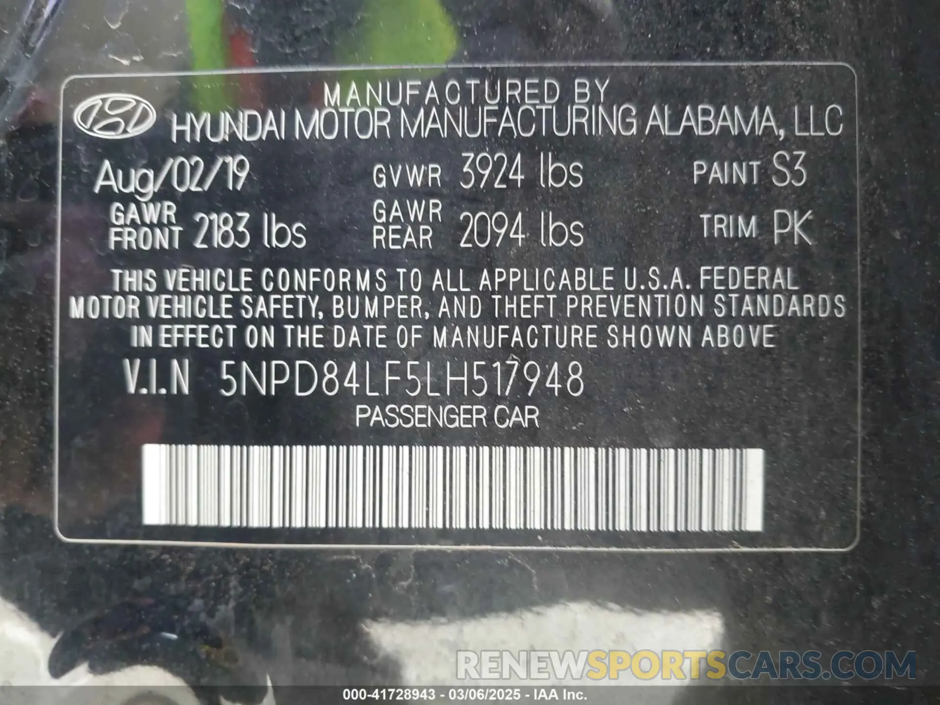 9 Photograph of a damaged car 5NPD84LF5LH517948 HYUNDAI ELANTRA 2020