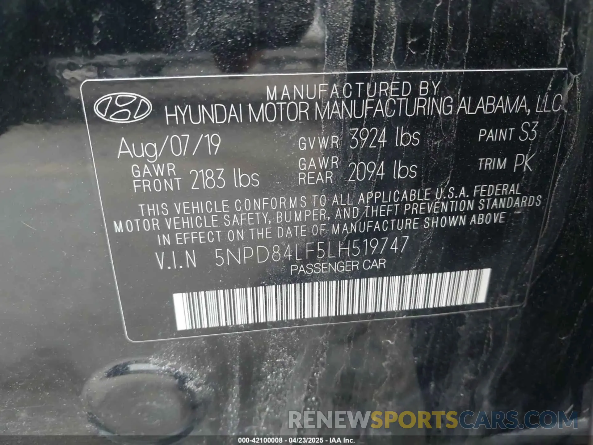9 Photograph of a damaged car 5NPD84LF5LH519747 HYUNDAI ELANTRA 2020