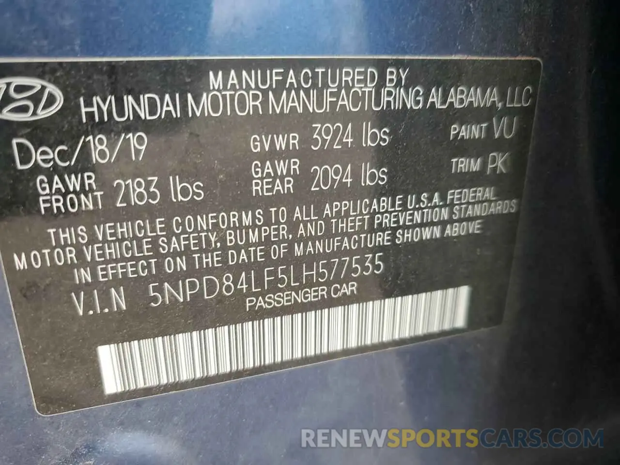 12 Photograph of a damaged car 5NPD84LF5LH577535 HYUNDAI ELANTRA 2020