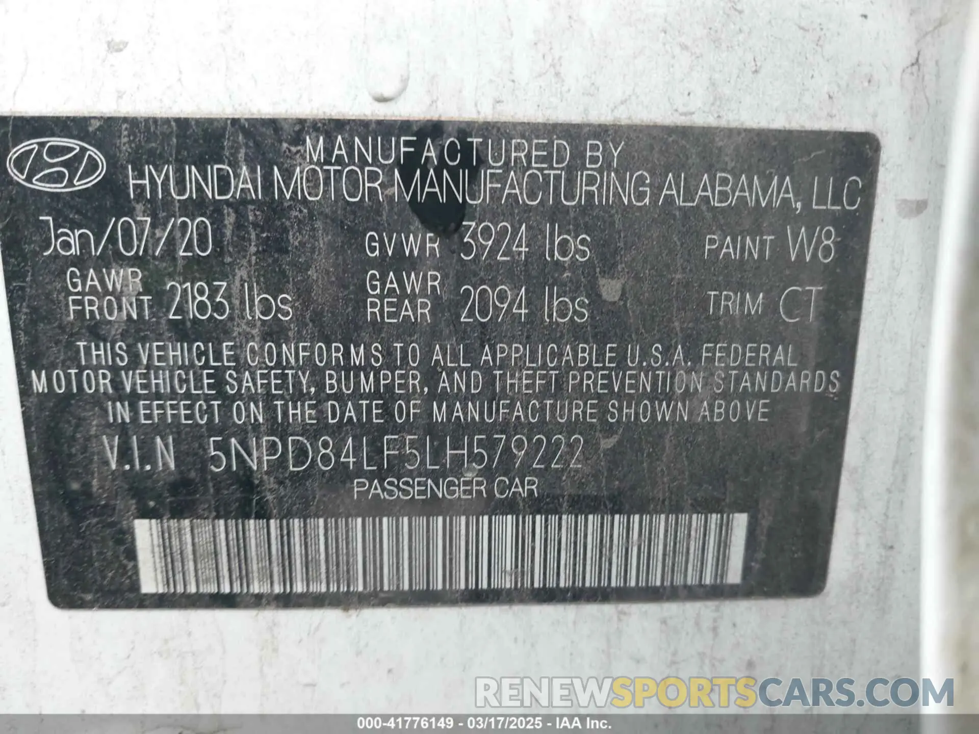 9 Photograph of a damaged car 5NPD84LF5LH579222 HYUNDAI ELANTRA 2020