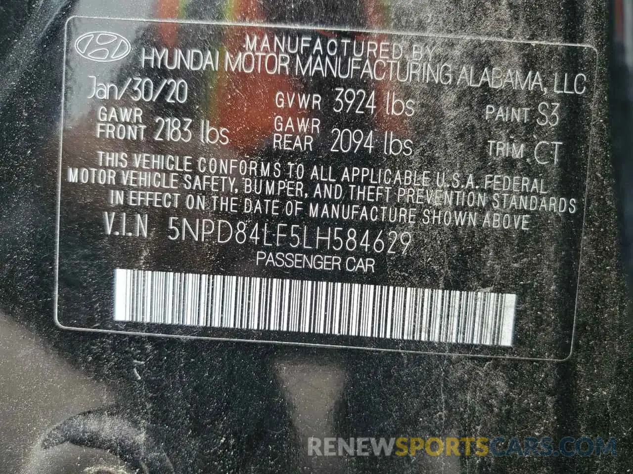 12 Photograph of a damaged car 5NPD84LF5LH584629 HYUNDAI ELANTRA 2020