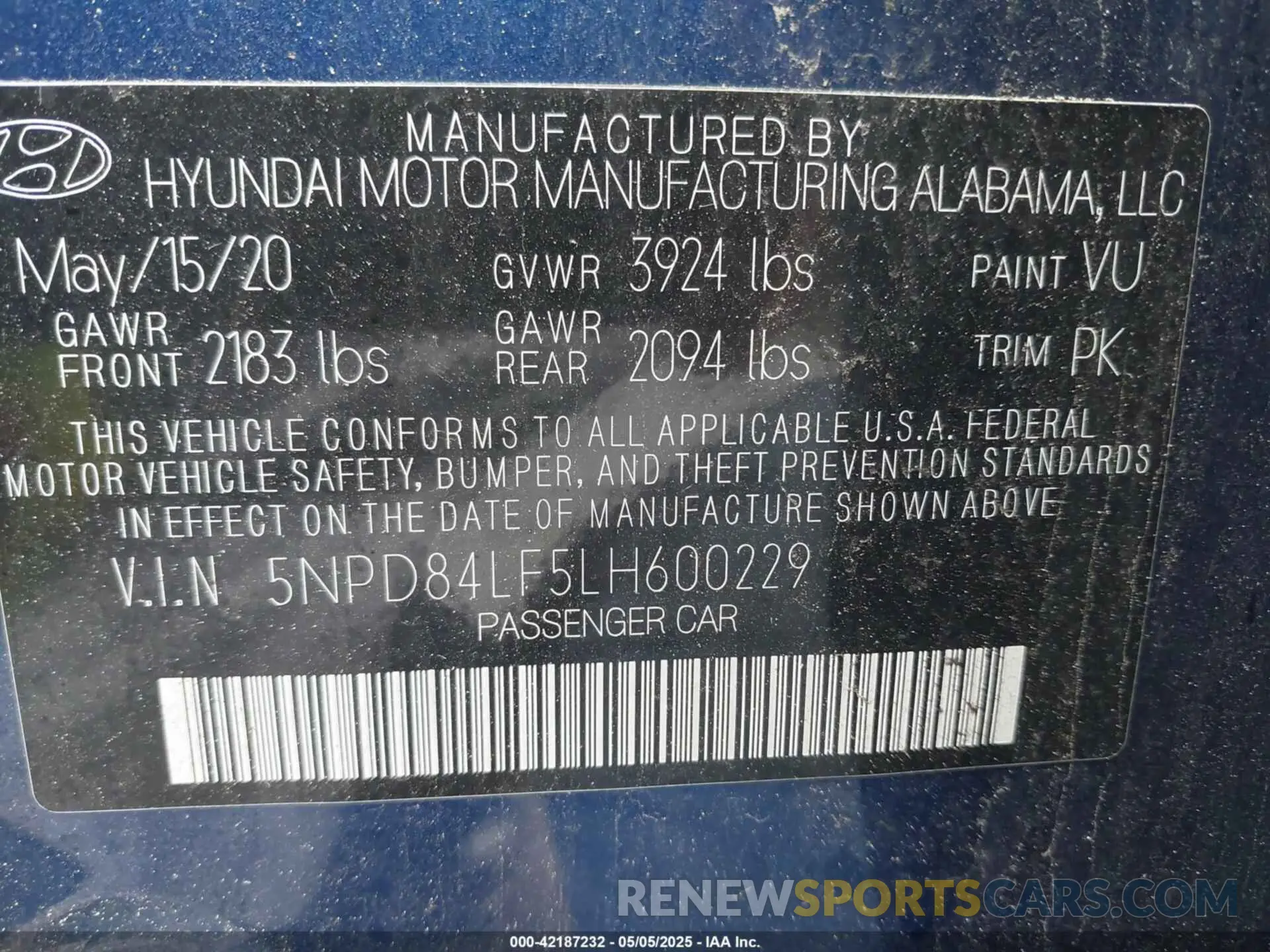 9 Photograph of a damaged car 5NPD84LF5LH600229 HYUNDAI ELANTRA 2020