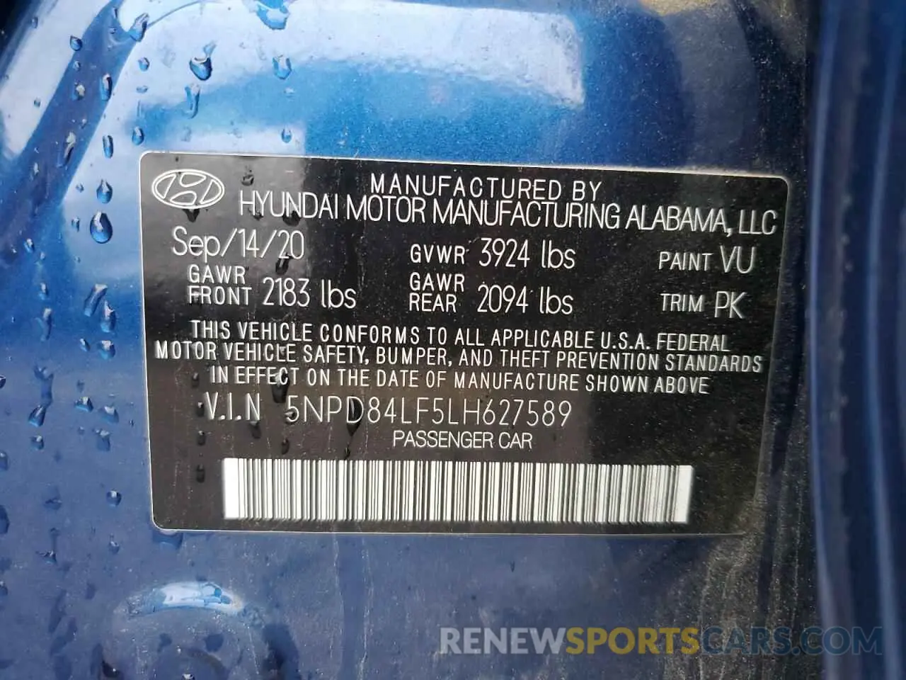 13 Photograph of a damaged car 5NPD84LF5LH627589 HYUNDAI ELANTRA 2020