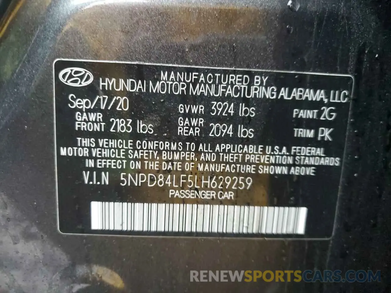 12 Photograph of a damaged car 5NPD84LF5LH629259 HYUNDAI ELANTRA 2020