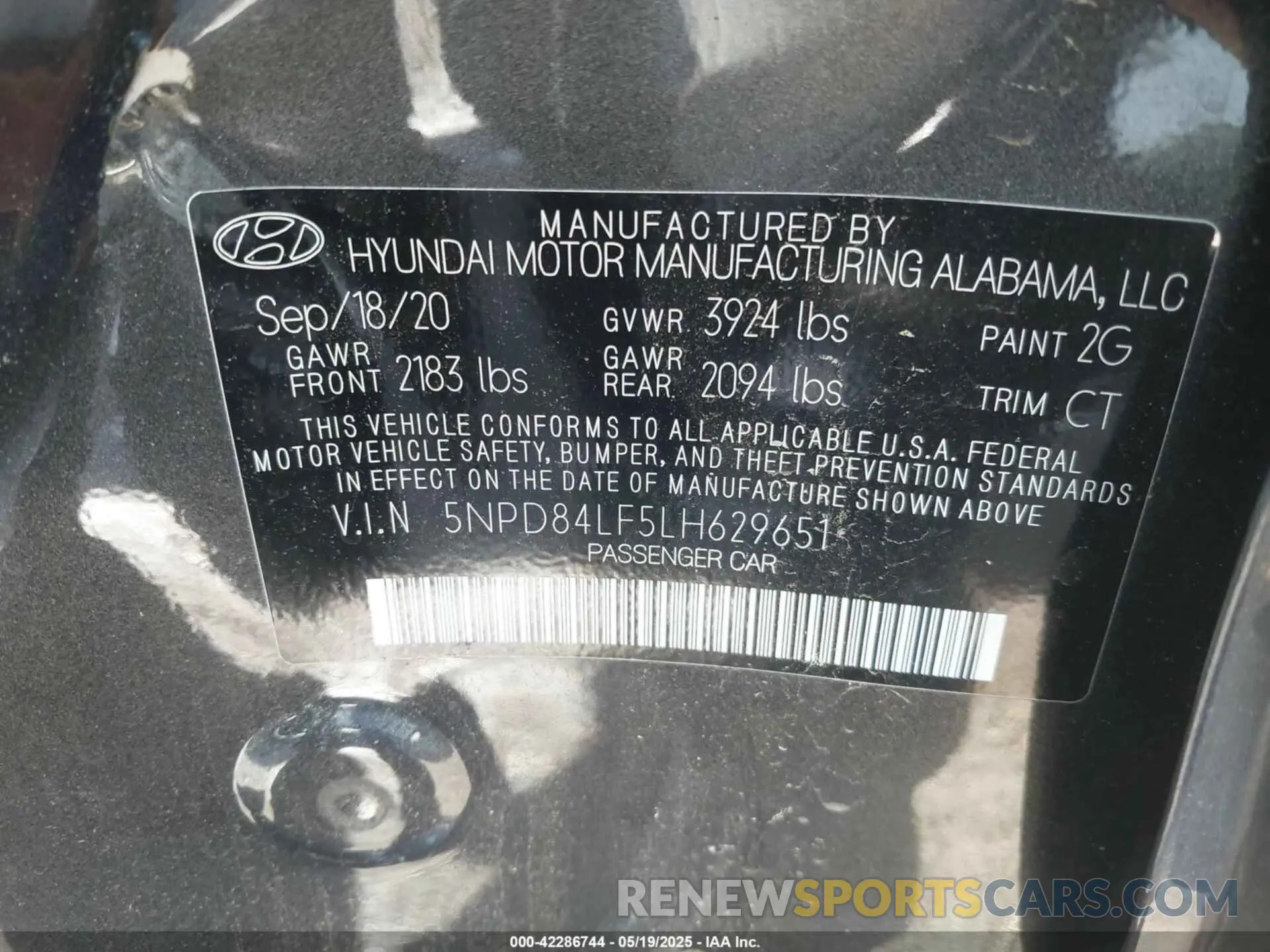 9 Photograph of a damaged car 5NPD84LF5LH629651 HYUNDAI ELANTRA 2020