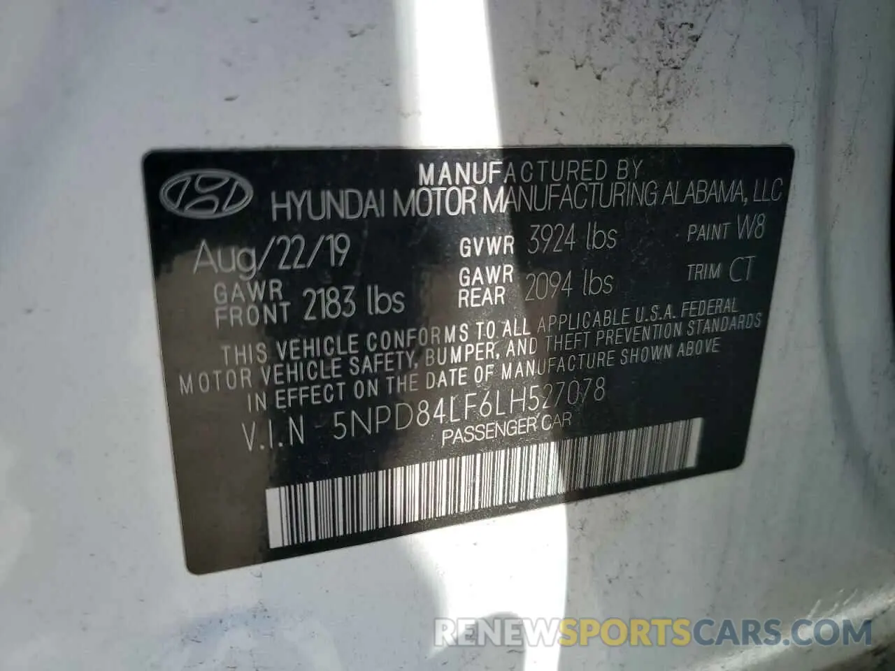12 Photograph of a damaged car 5NPD84LF6LH527078 HYUNDAI ELANTRA 2020