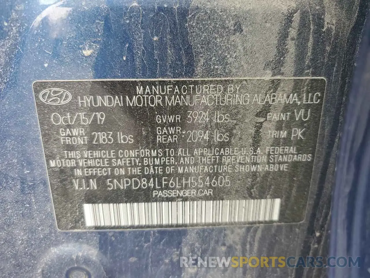 12 Photograph of a damaged car 5NPD84LF6LH554605 HYUNDAI ELANTRA 2020