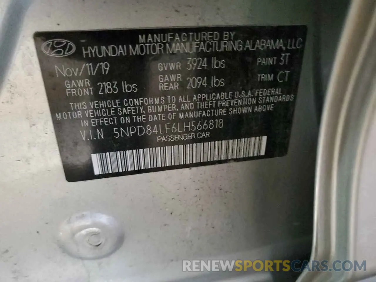 14 Photograph of a damaged car 5NPD84LF6LH566818 HYUNDAI ELANTRA 2020