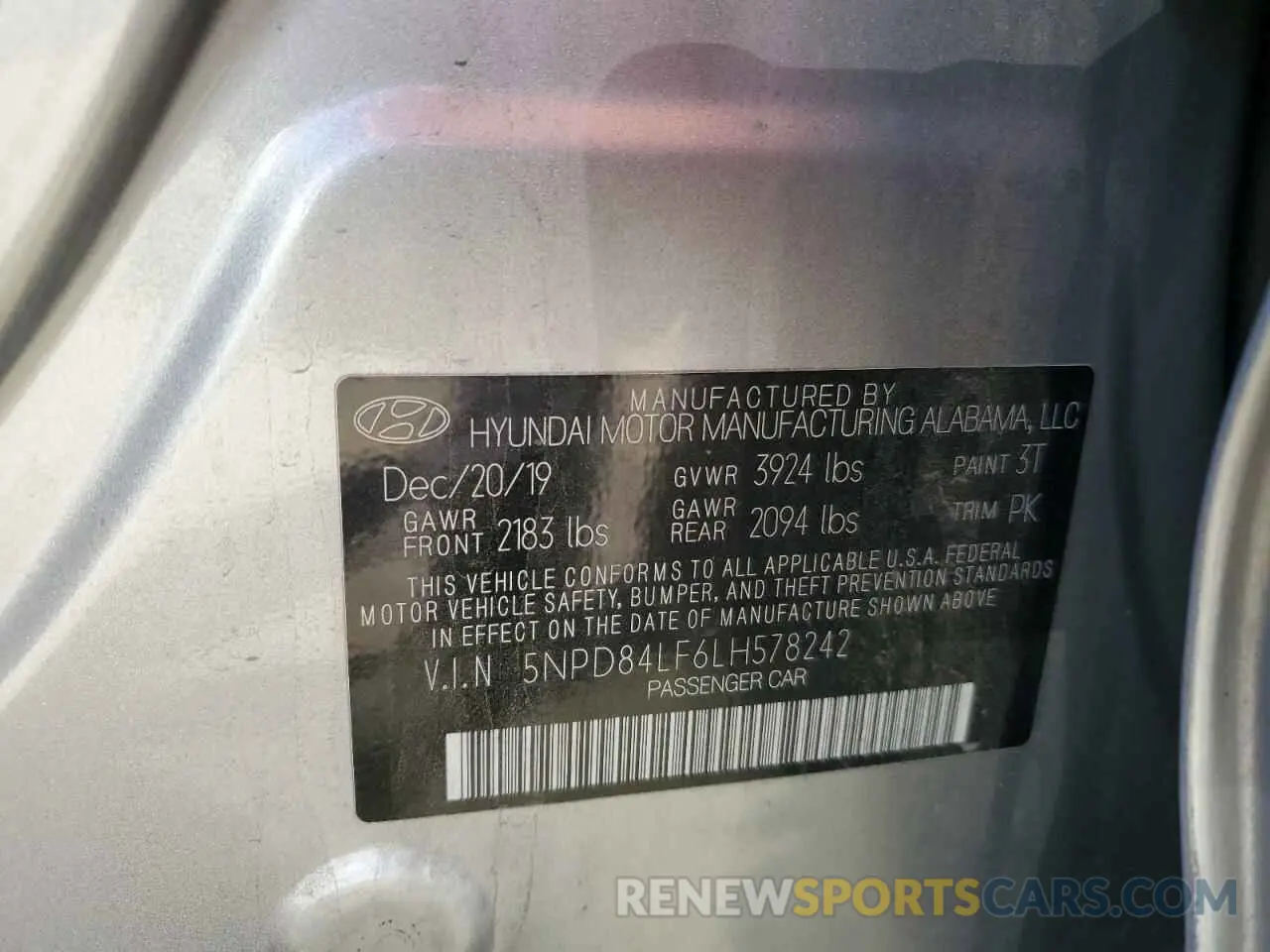 12 Photograph of a damaged car 5NPD84LF6LH578242 HYUNDAI ELANTRA 2020