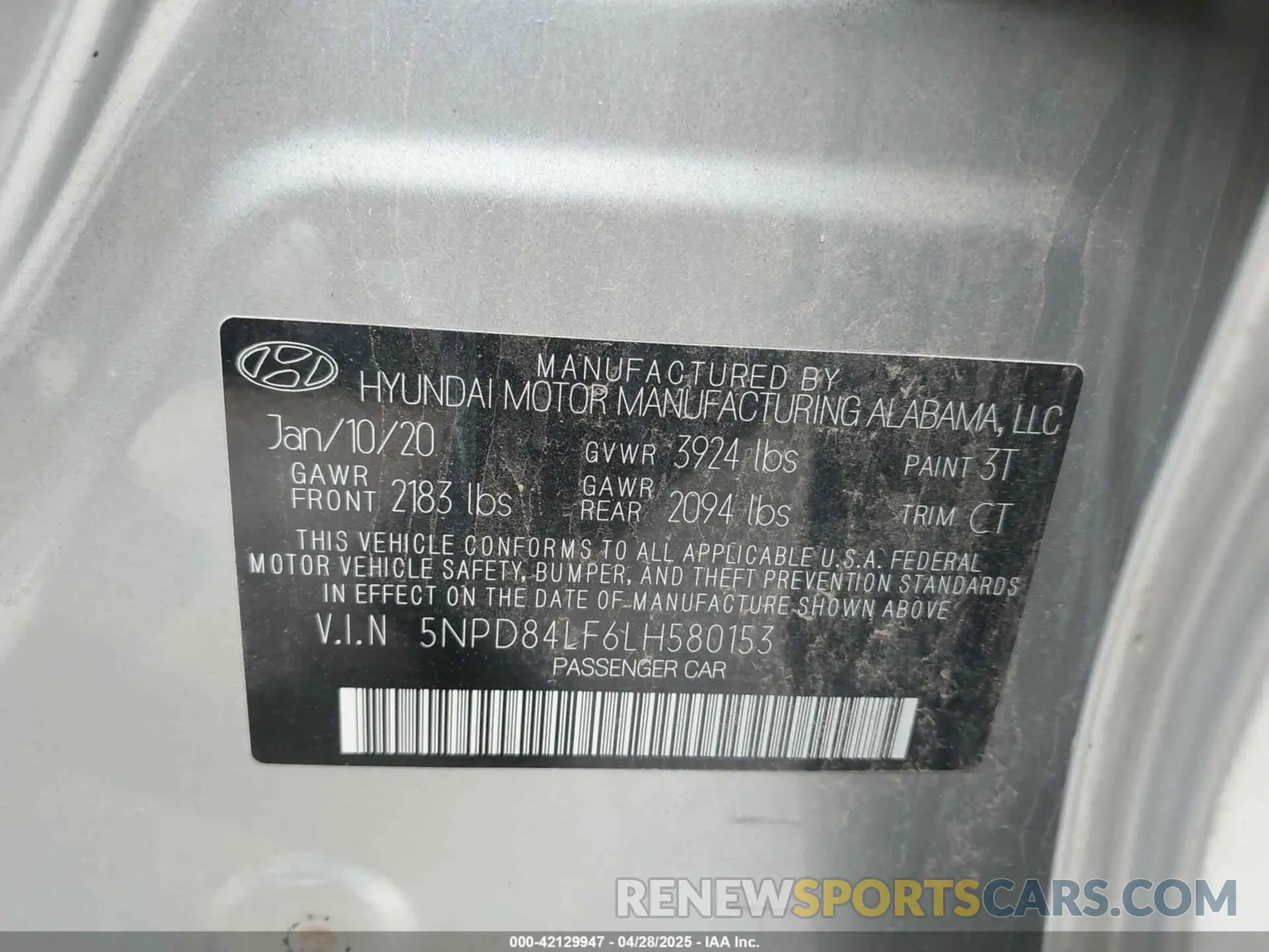 9 Photograph of a damaged car 5NPD84LF6LH580153 HYUNDAI ELANTRA 2020