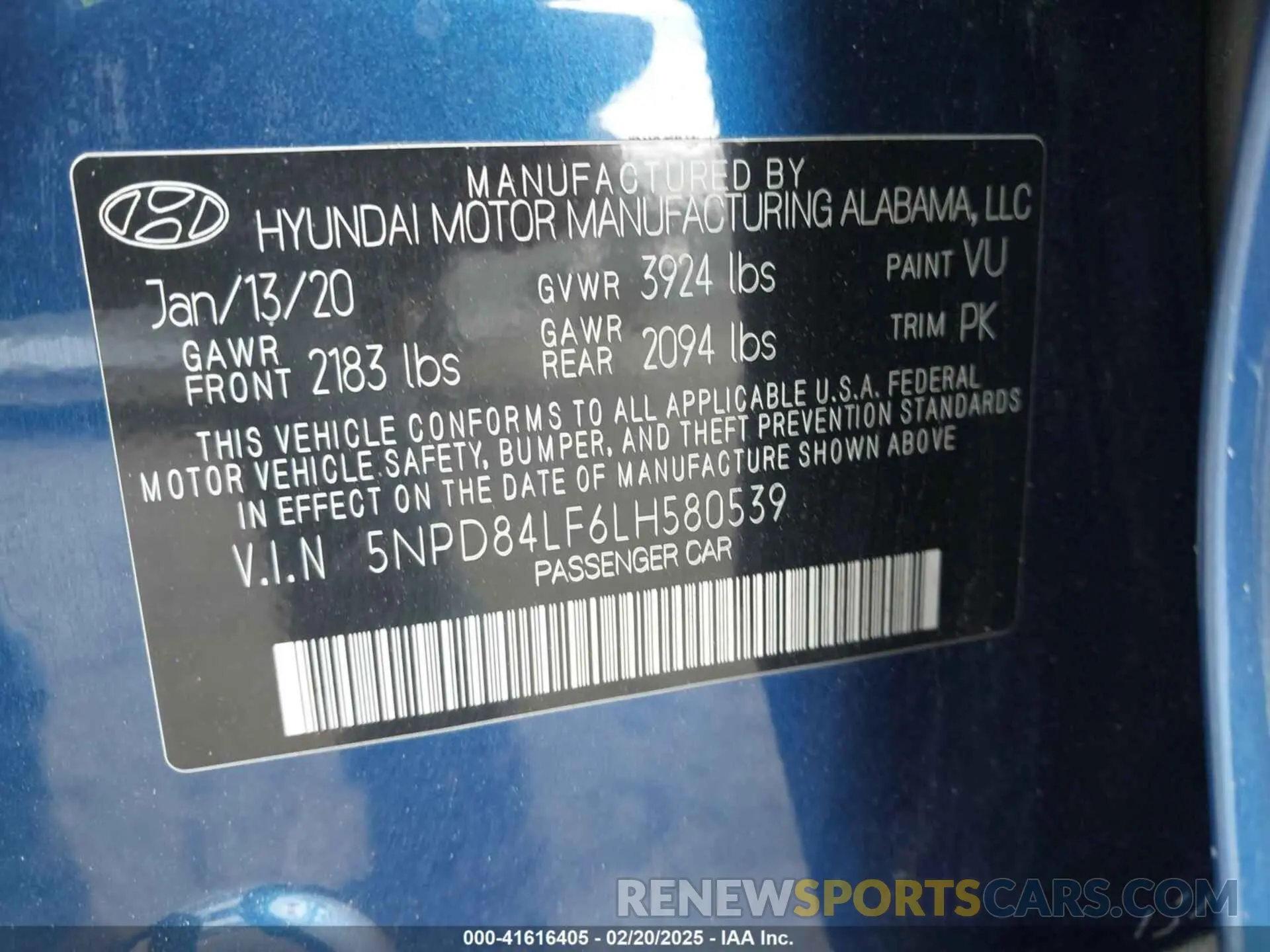 9 Photograph of a damaged car 5NPD84LF6LH580539 HYUNDAI ELANTRA 2020