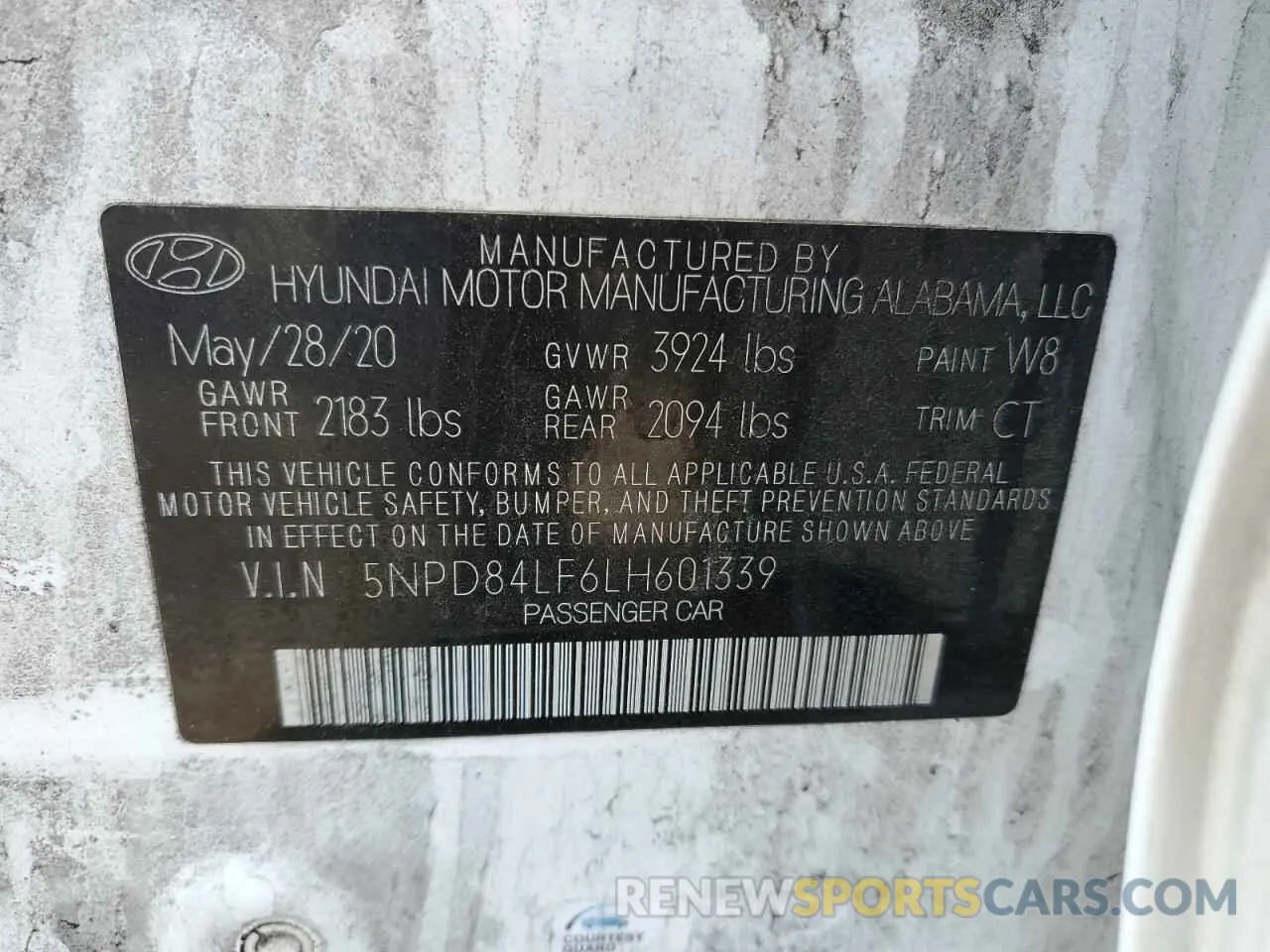 12 Photograph of a damaged car 5NPD84LF6LH601339 HYUNDAI ELANTRA 2020