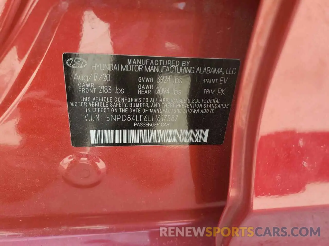 13 Photograph of a damaged car 5NPD84LF6LH617587 HYUNDAI ELANTRA 2020