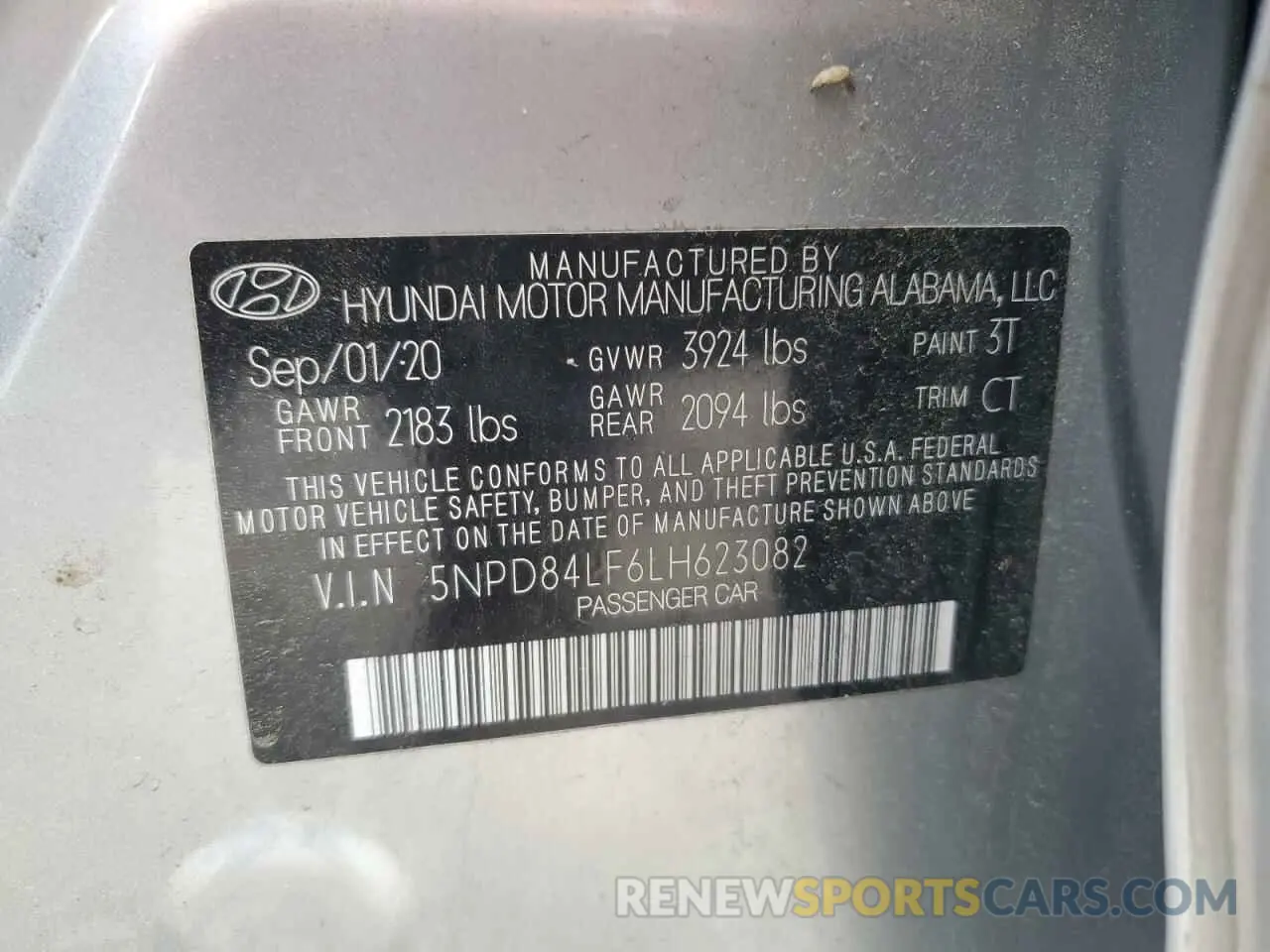 13 Photograph of a damaged car 5NPD84LF6LH623082 HYUNDAI ELANTRA 2020