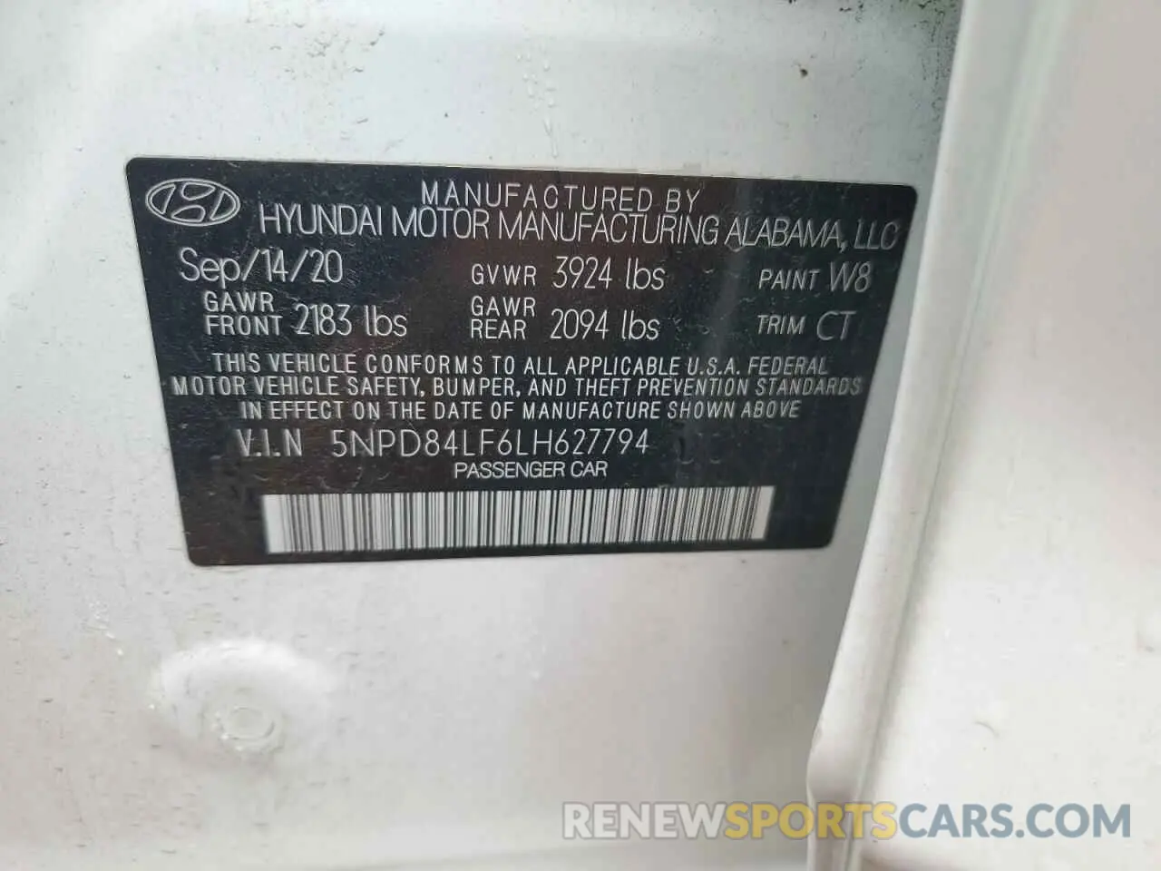 13 Photograph of a damaged car 5NPD84LF6LH627794 HYUNDAI ELANTRA 2020