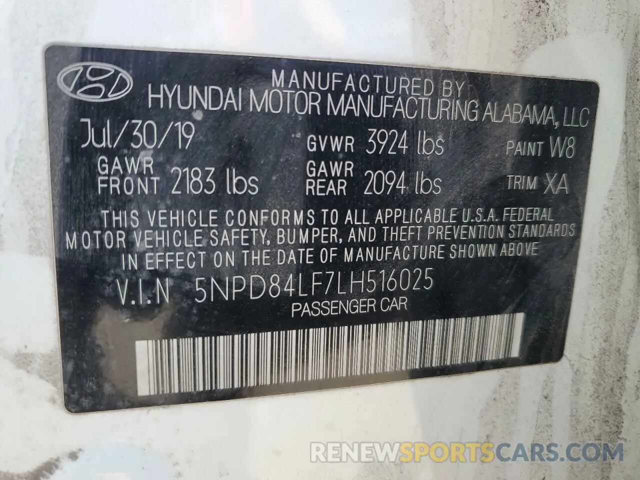 14 Photograph of a damaged car 5NPD84LF7LH516025 HYUNDAI ELANTRA 2020