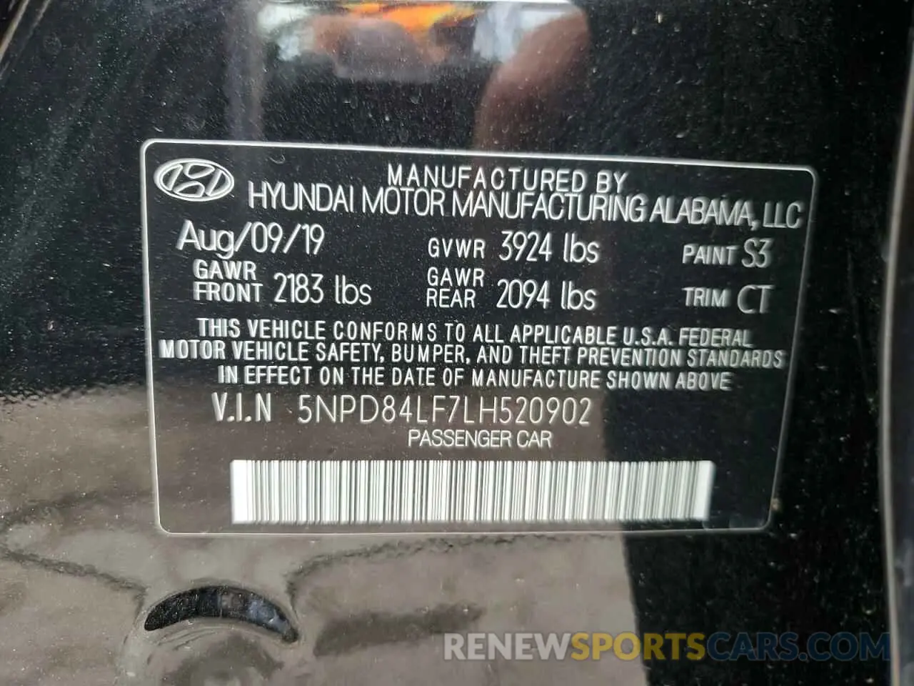 12 Photograph of a damaged car 5NPD84LF7LH520902 HYUNDAI ELANTRA 2020