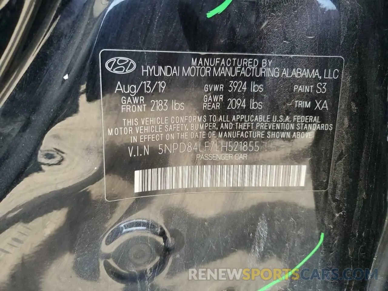 12 Photograph of a damaged car 5NPD84LF7LH521855 HYUNDAI ELANTRA 2020
