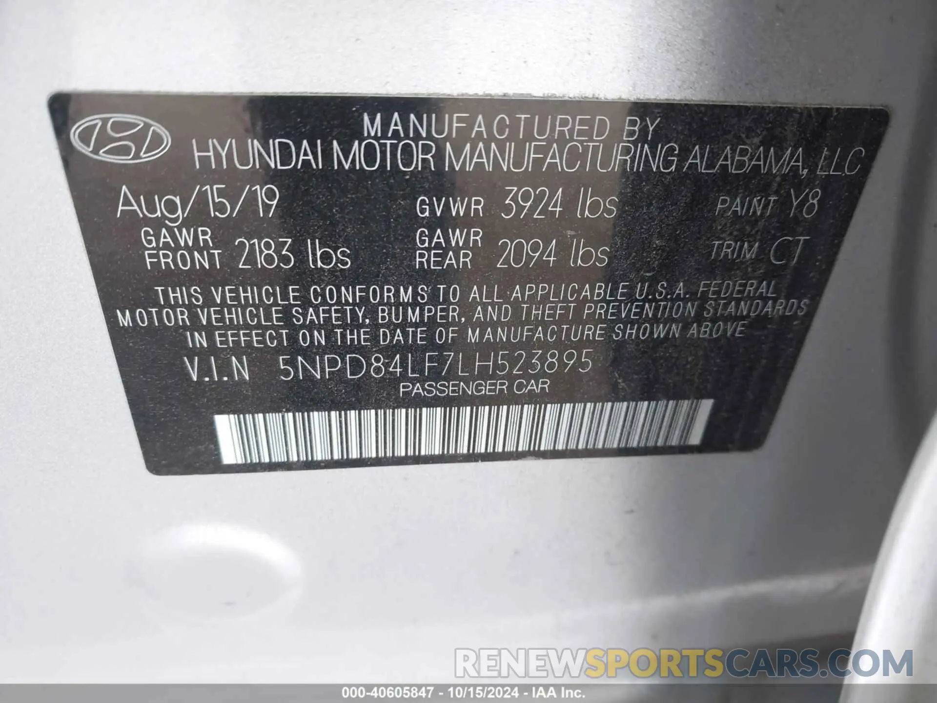 9 Photograph of a damaged car 5NPD84LF7LH523895 HYUNDAI ELANTRA 2020
