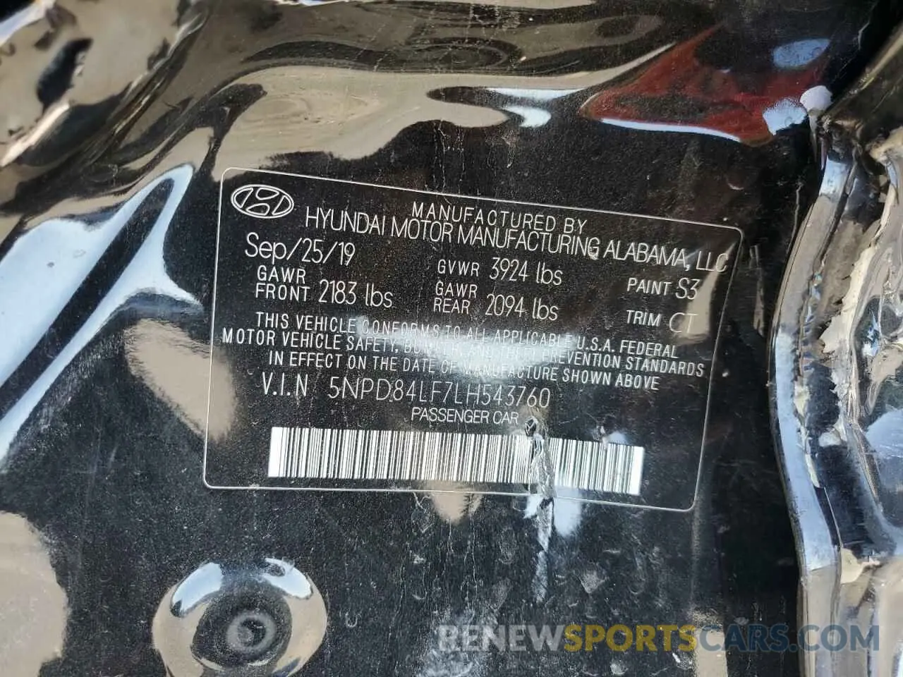 14 Photograph of a damaged car 5NPD84LF7LH543760 HYUNDAI ELANTRA 2020