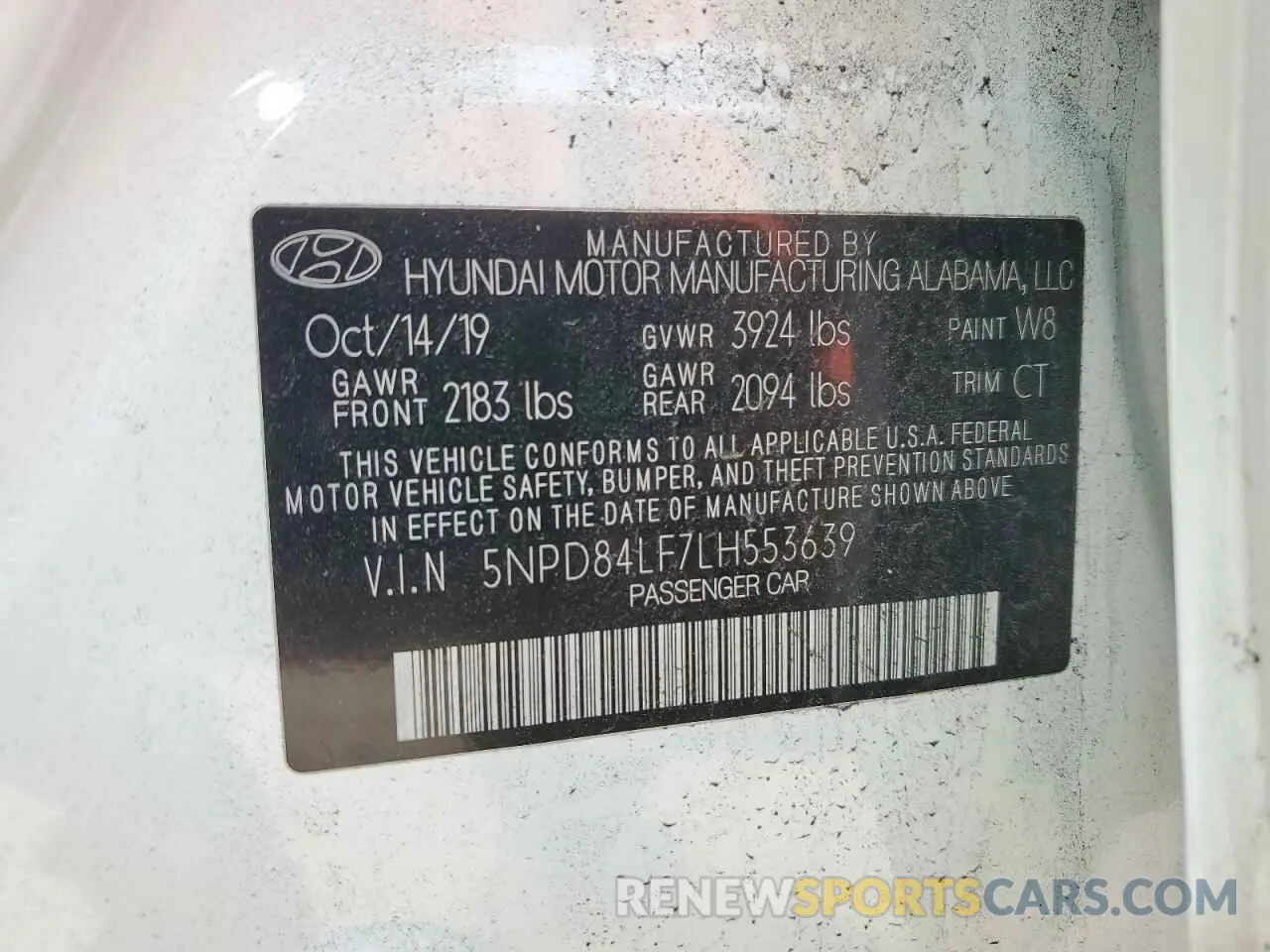 12 Photograph of a damaged car 5NPD84LF7LH553639 HYUNDAI ELANTRA 2020