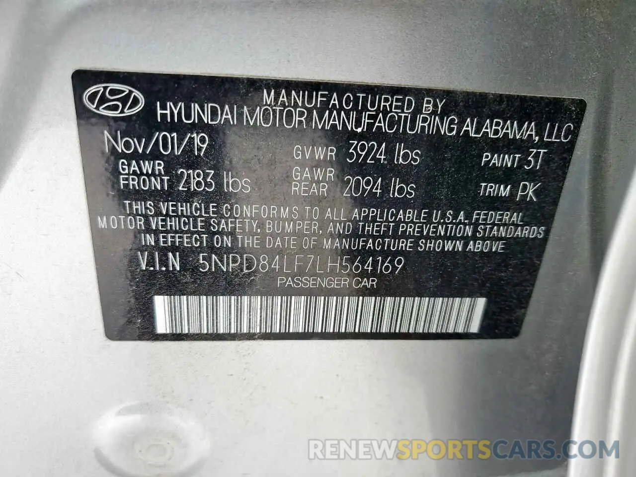 13 Photograph of a damaged car 5NPD84LF7LH564169 HYUNDAI ELANTRA 2020