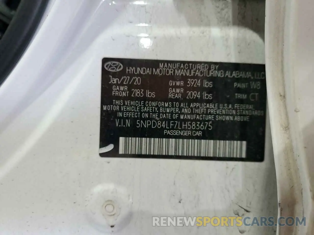 13 Photograph of a damaged car 5NPD84LF7LH583675 HYUNDAI ELANTRA 2020