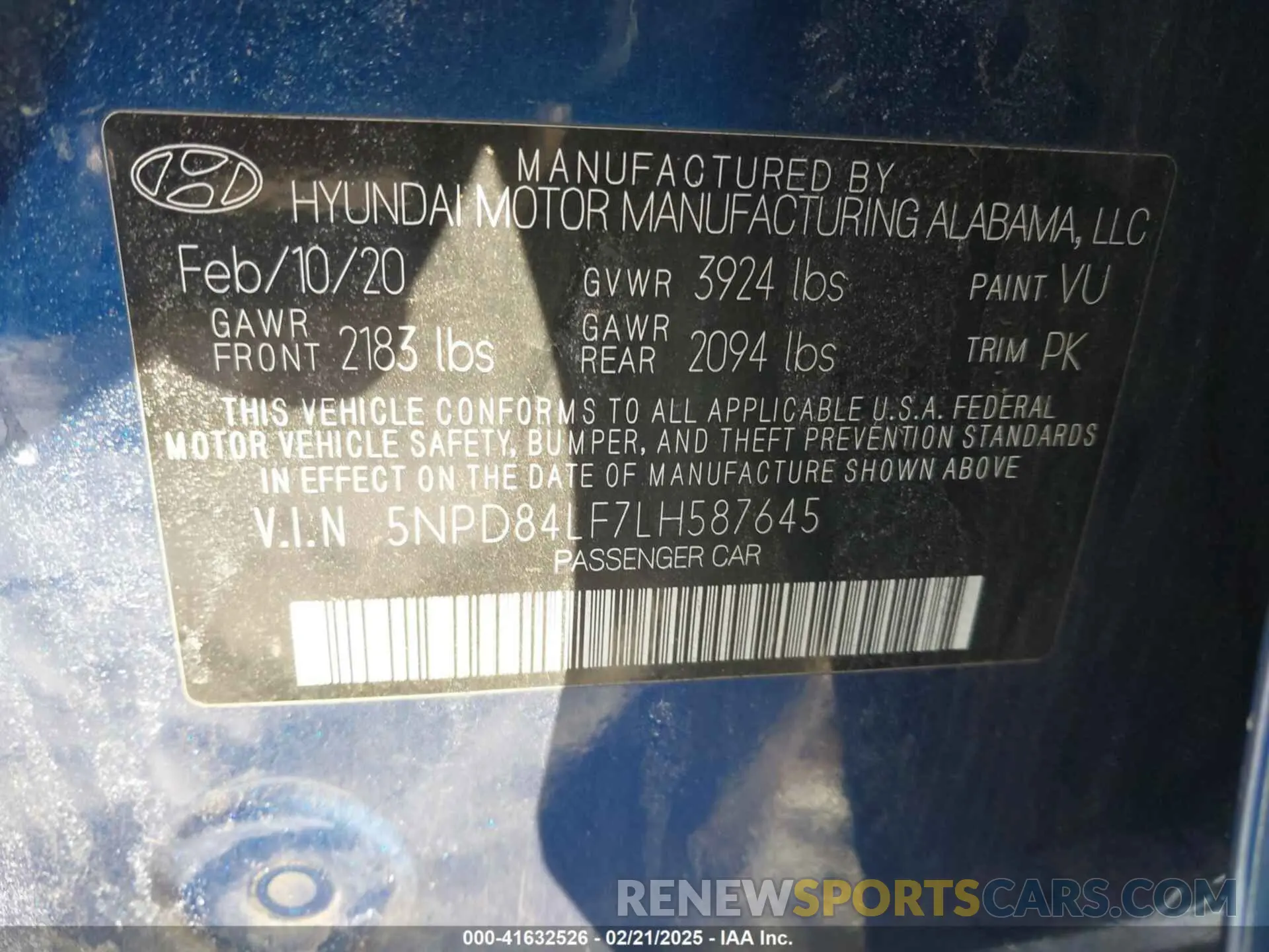 9 Photograph of a damaged car 5NPD84LF7LH587645 HYUNDAI ELANTRA 2020