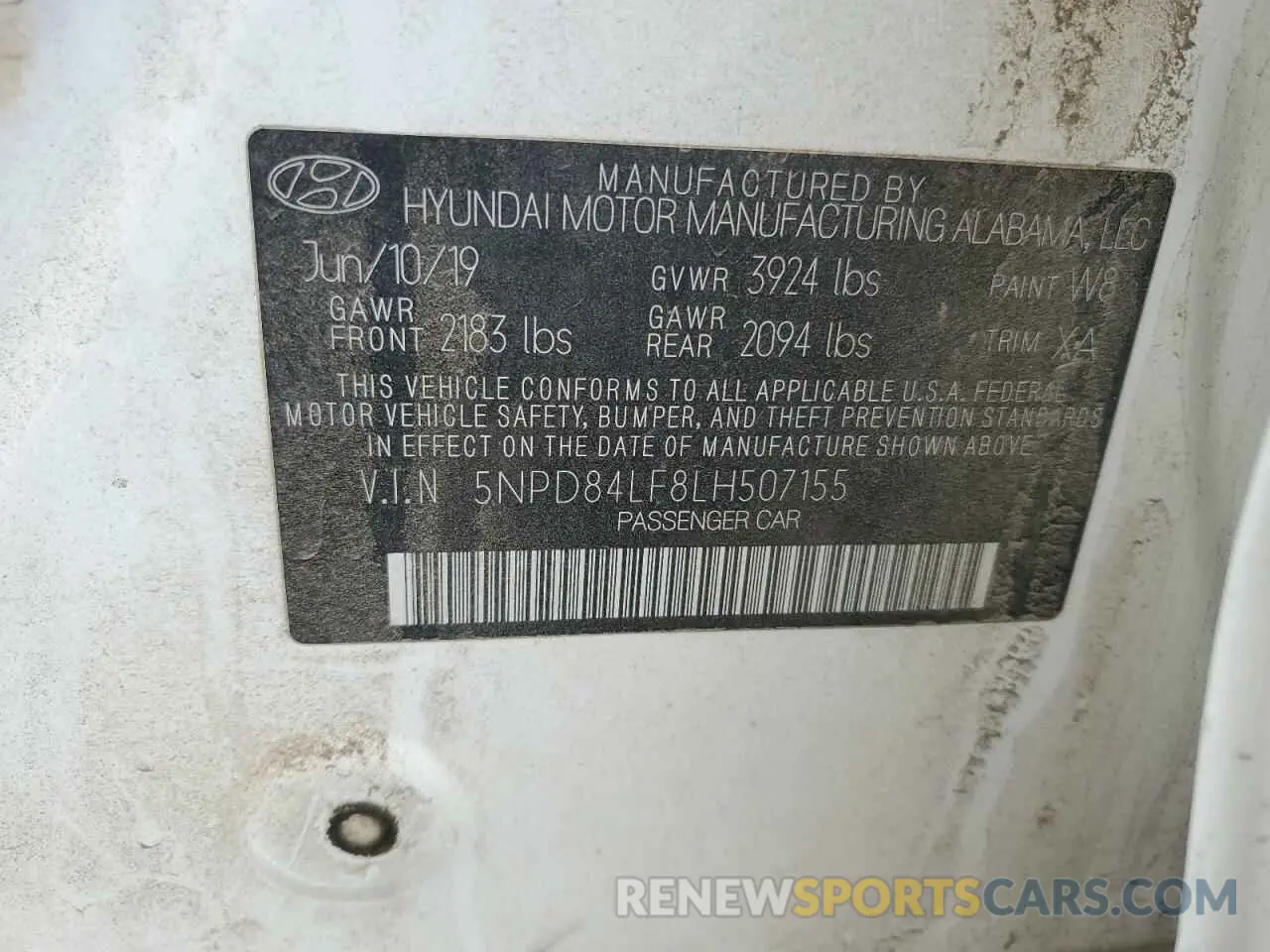 12 Photograph of a damaged car 5NPD84LF8LH507155 HYUNDAI ELANTRA 2020