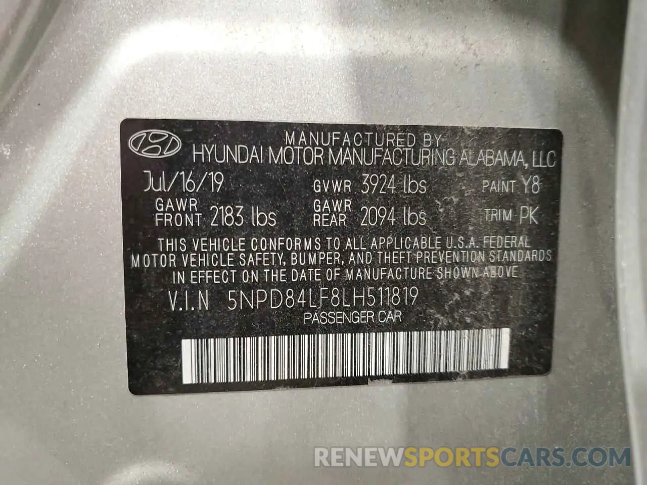 12 Photograph of a damaged car 5NPD84LF8LH511819 HYUNDAI ELANTRA 2020