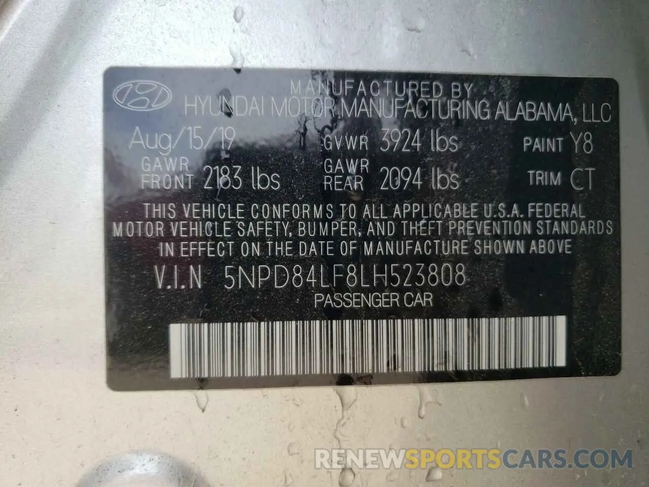 13 Photograph of a damaged car 5NPD84LF8LH523808 HYUNDAI ELANTRA 2020