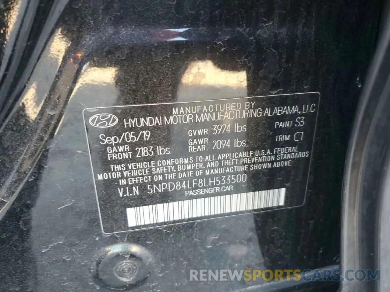12 Photograph of a damaged car 5NPD84LF8LH533500 HYUNDAI ELANTRA 2020