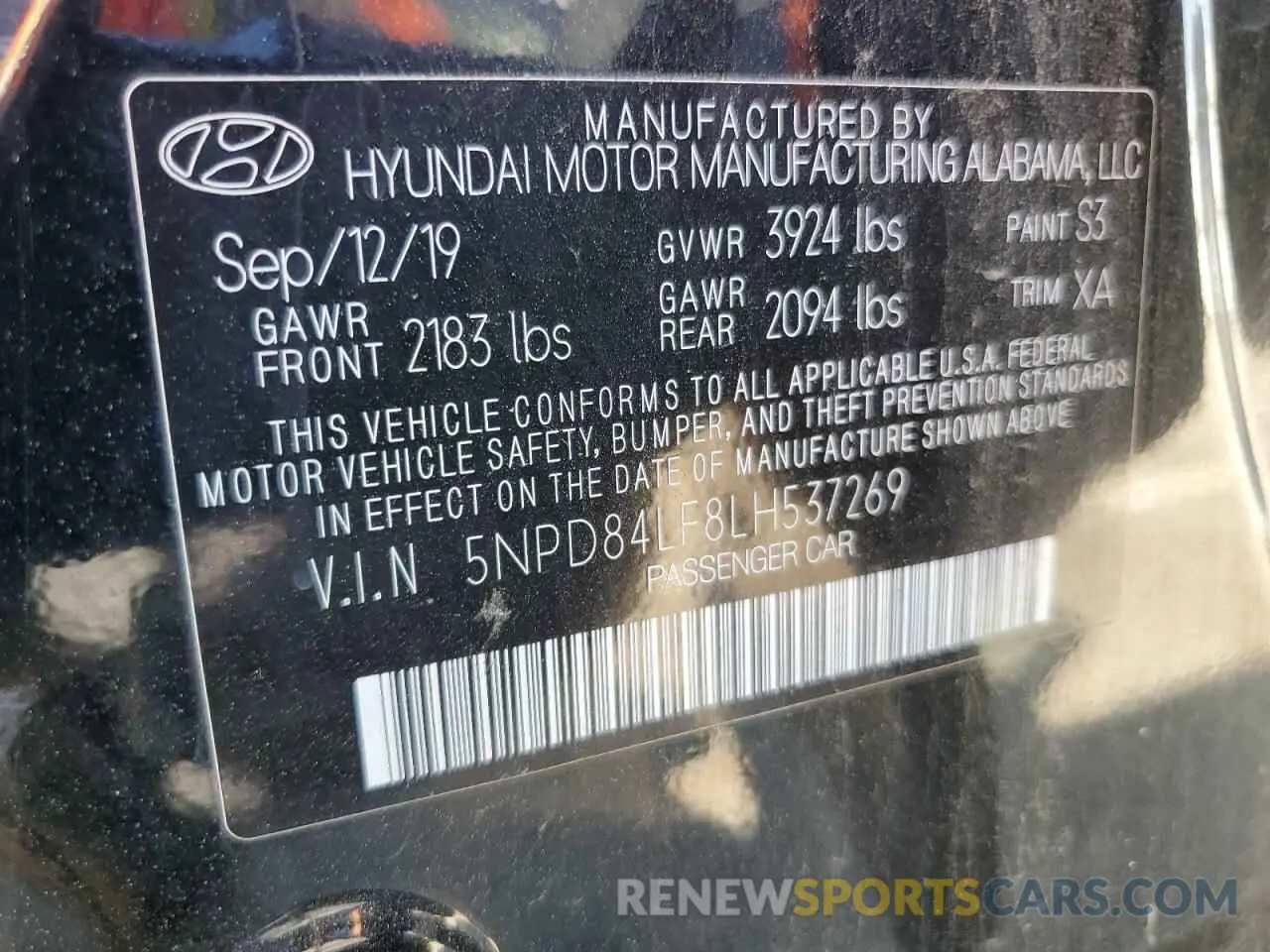 12 Photograph of a damaged car 5NPD84LF8LH537269 HYUNDAI ELANTRA 2020