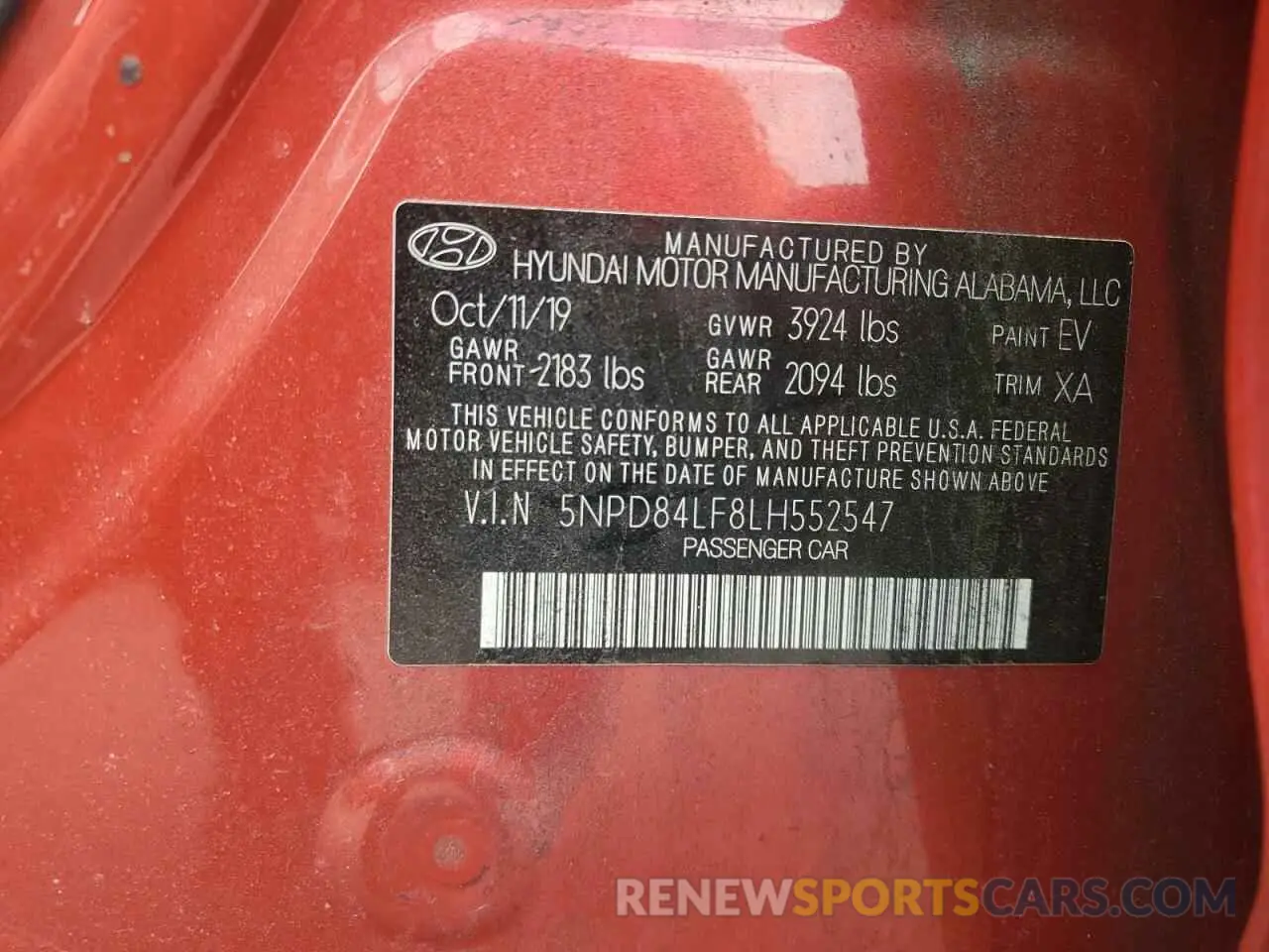 13 Photograph of a damaged car 5NPD84LF8LH552547 HYUNDAI ELANTRA 2020