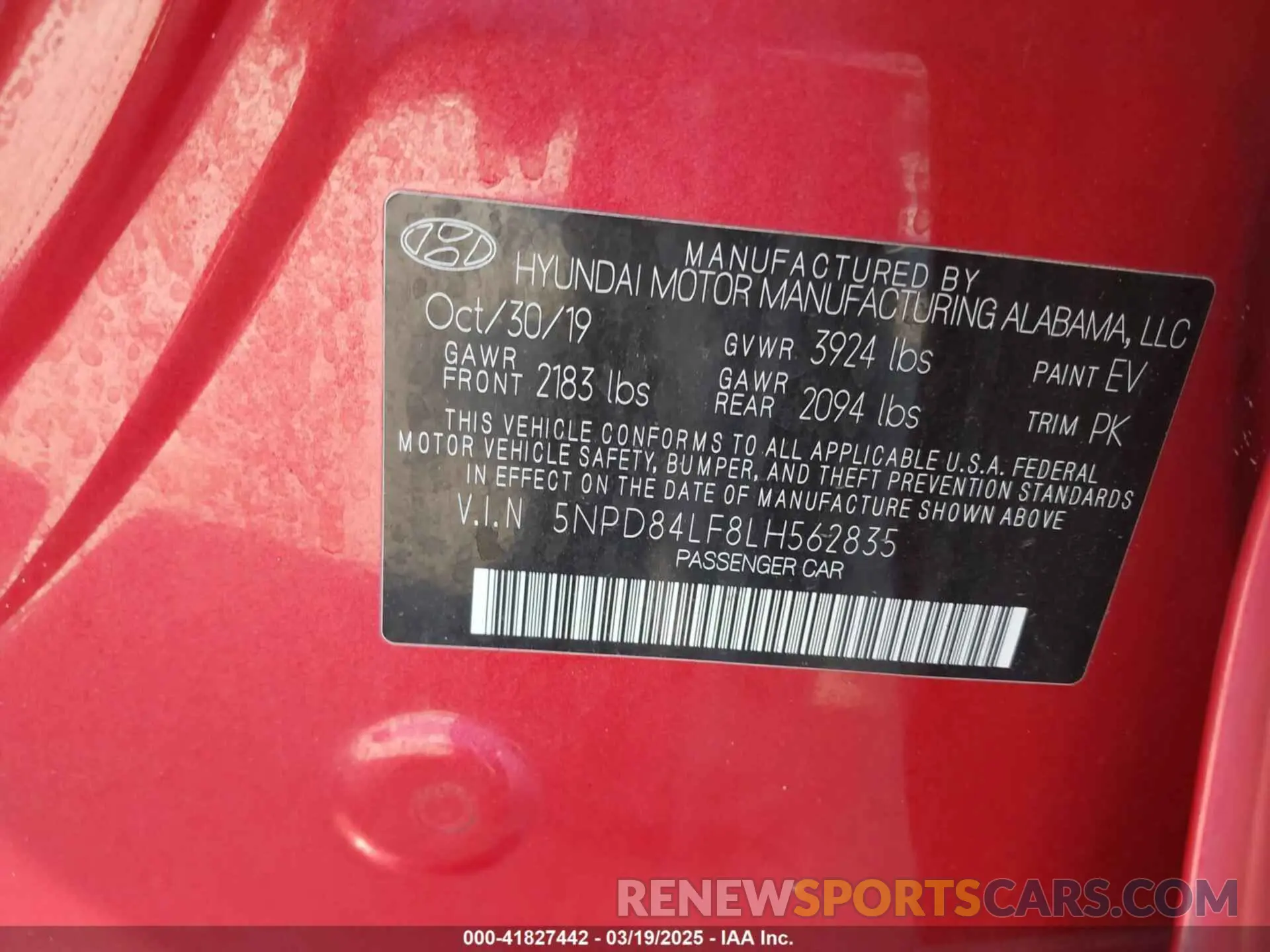 9 Photograph of a damaged car 5NPD84LF8LH562835 HYUNDAI ELANTRA 2020
