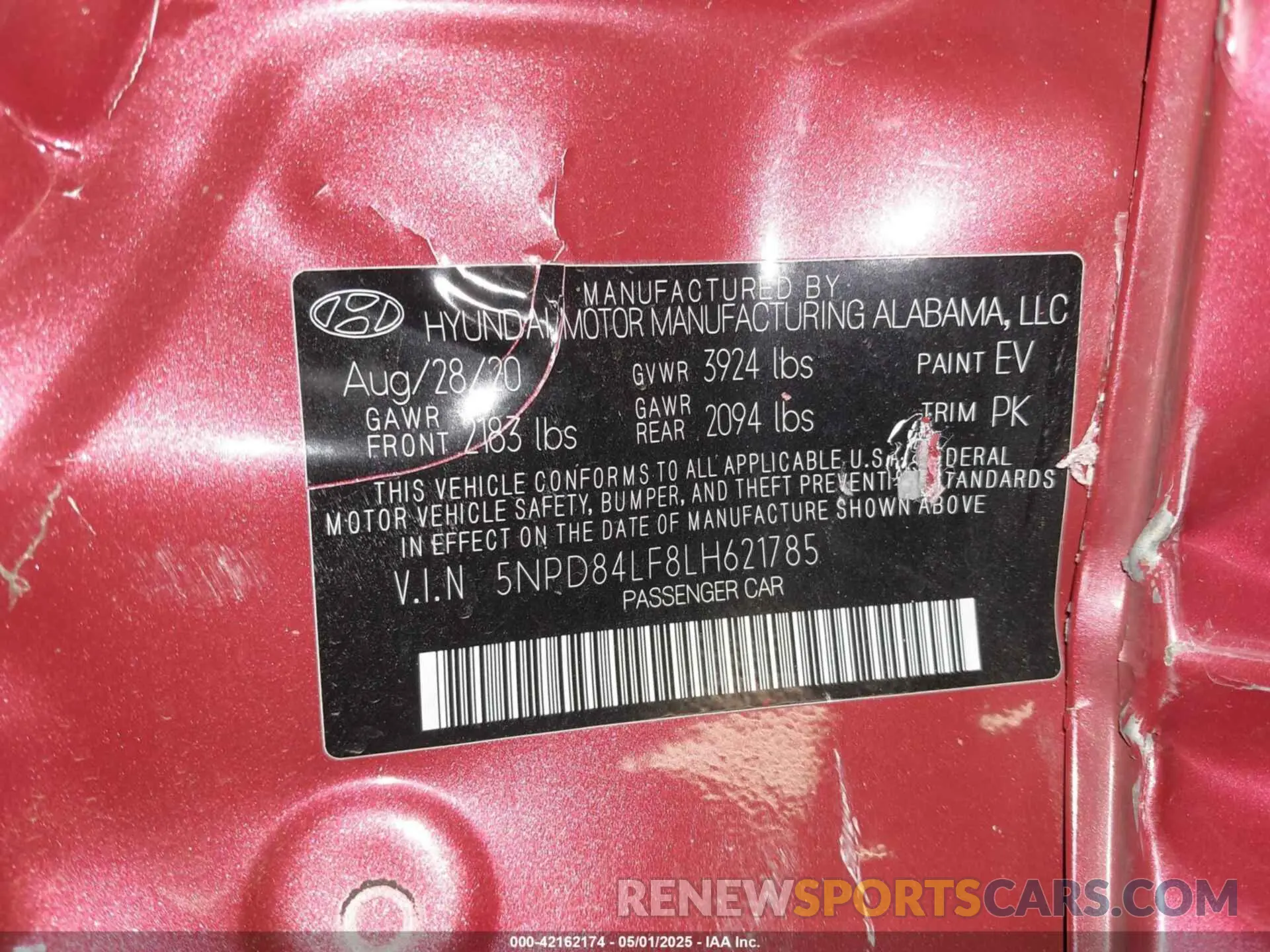 9 Photograph of a damaged car 5NPD84LF8LH621785 HYUNDAI ELANTRA 2020