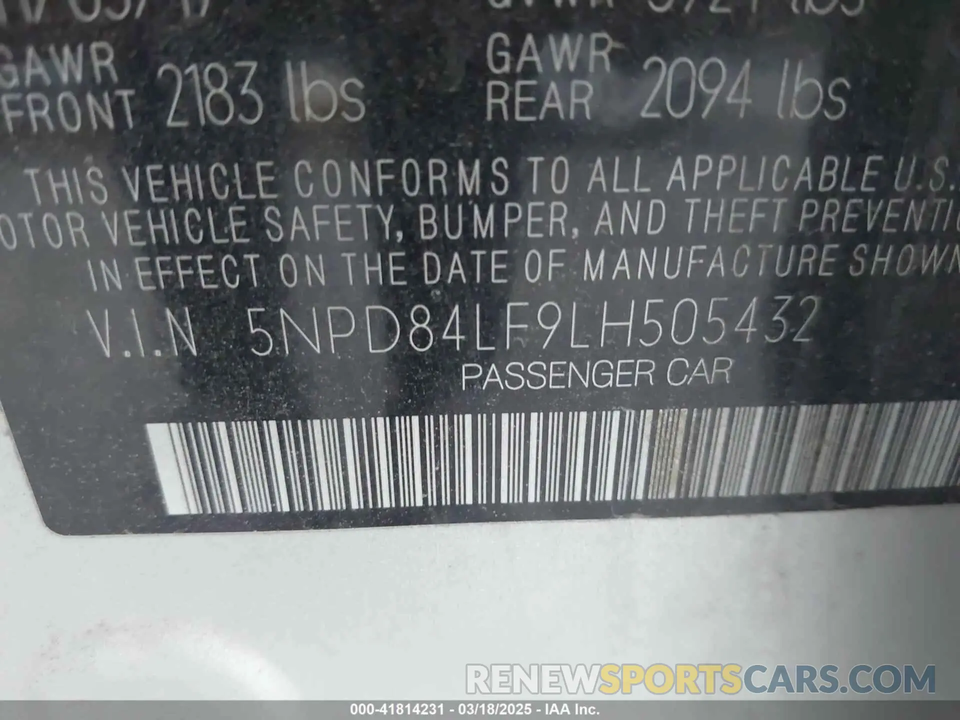 9 Photograph of a damaged car 5NPD84LF9LH505432 HYUNDAI ELANTRA 2020