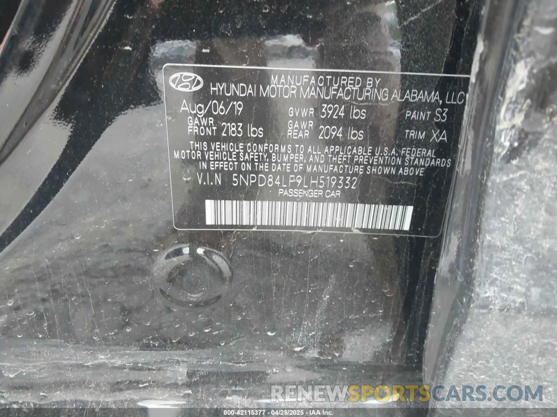 9 Photograph of a damaged car 5NPD84LF9LH519332 HYUNDAI ELANTRA 2020