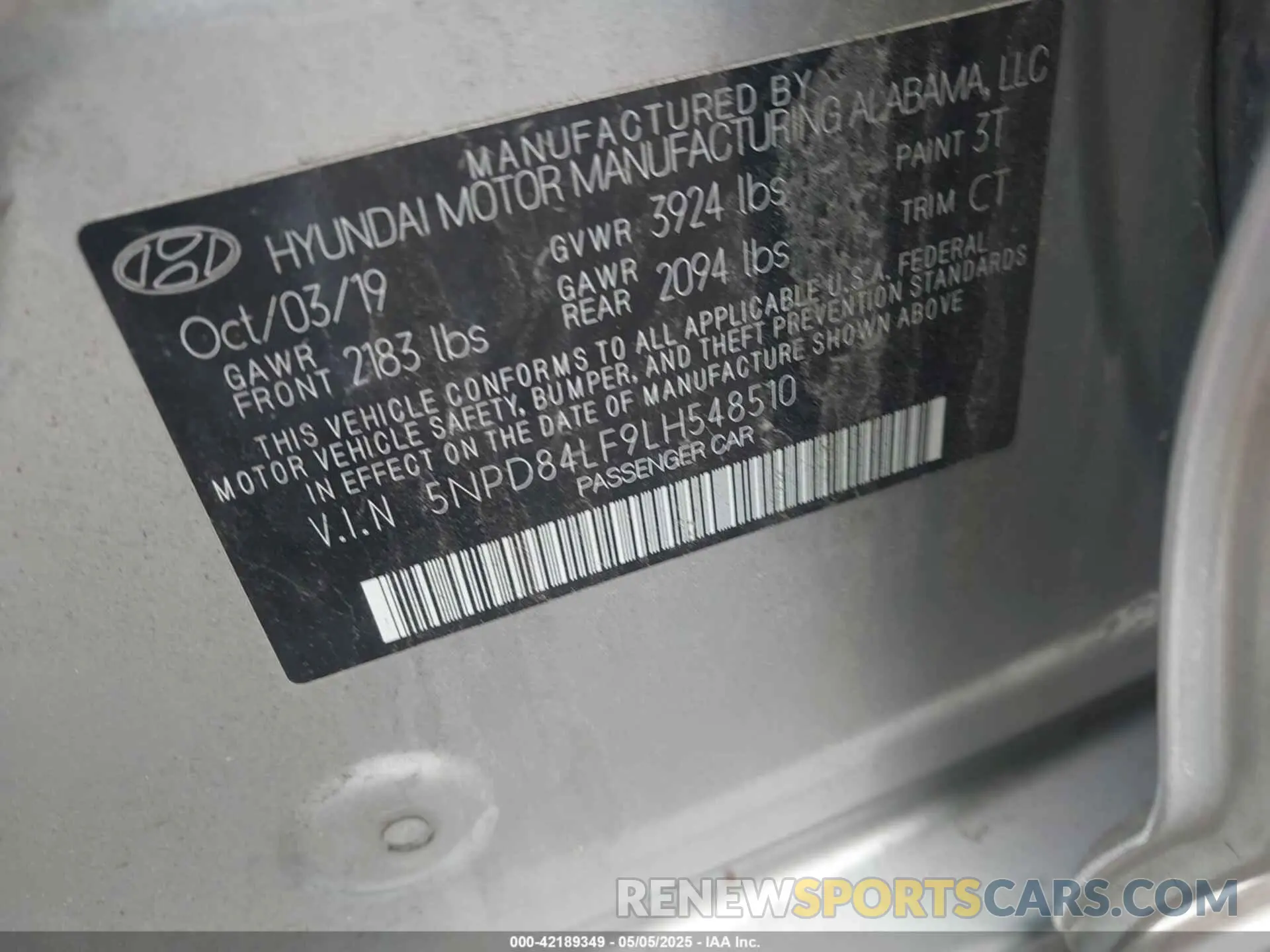 9 Photograph of a damaged car 5NPD84LF9LH548510 HYUNDAI ELANTRA 2020