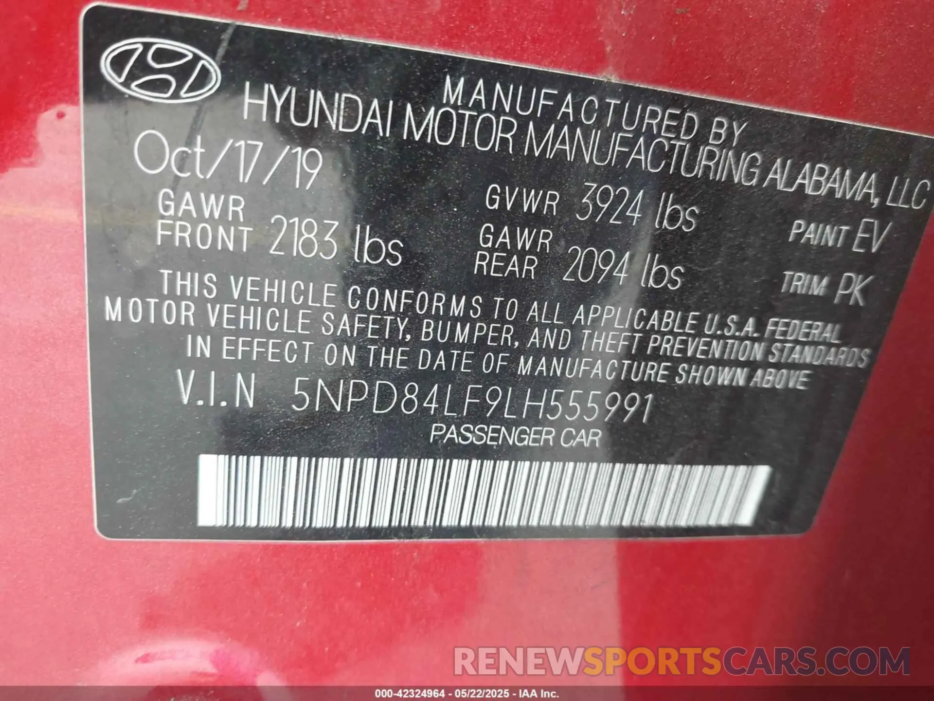 9 Photograph of a damaged car 5NPD84LF9LH555991 HYUNDAI ELANTRA 2020